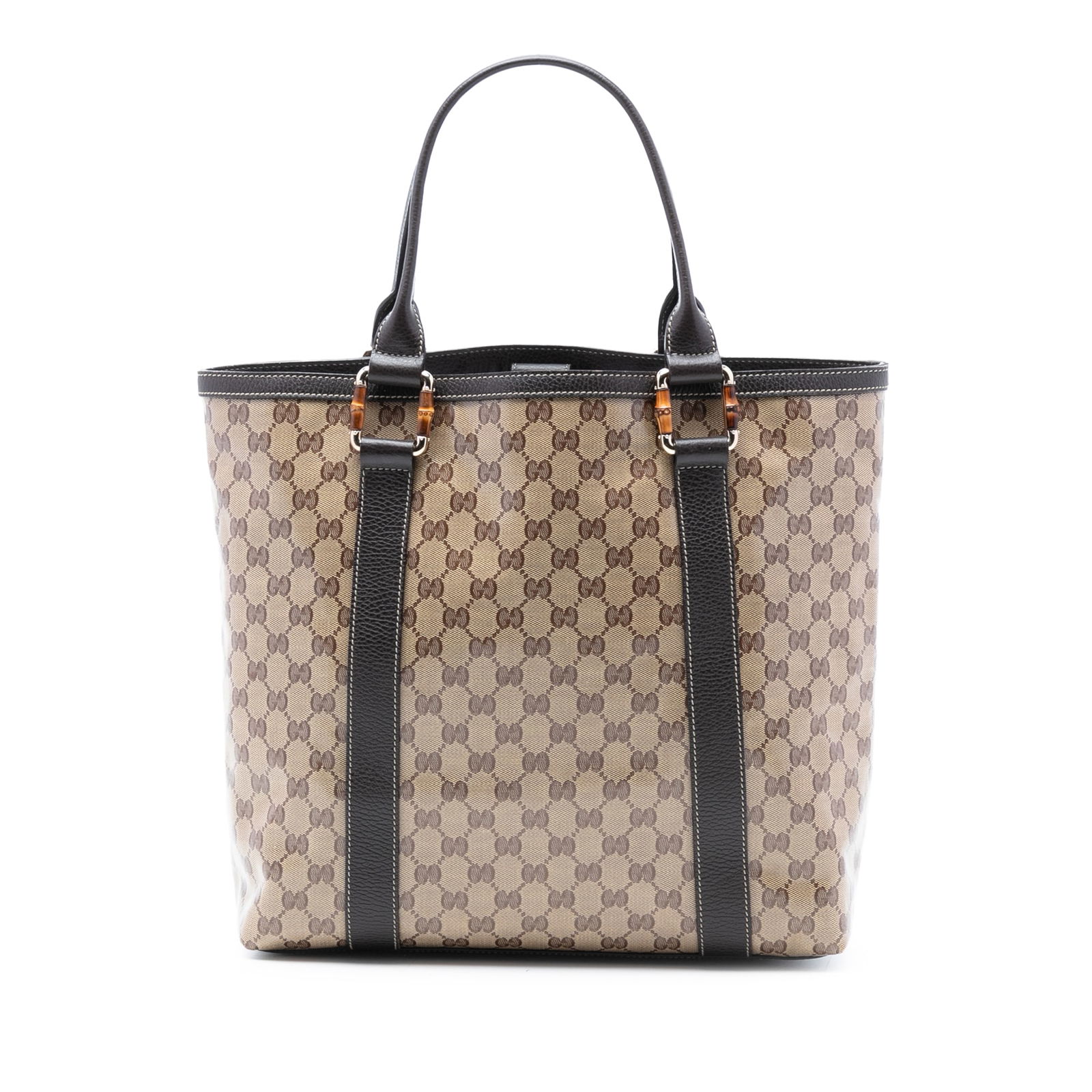Gucci GG Crystal Bamboo Shopper Brown Tote Bag with Leather Trim (1 of 7)