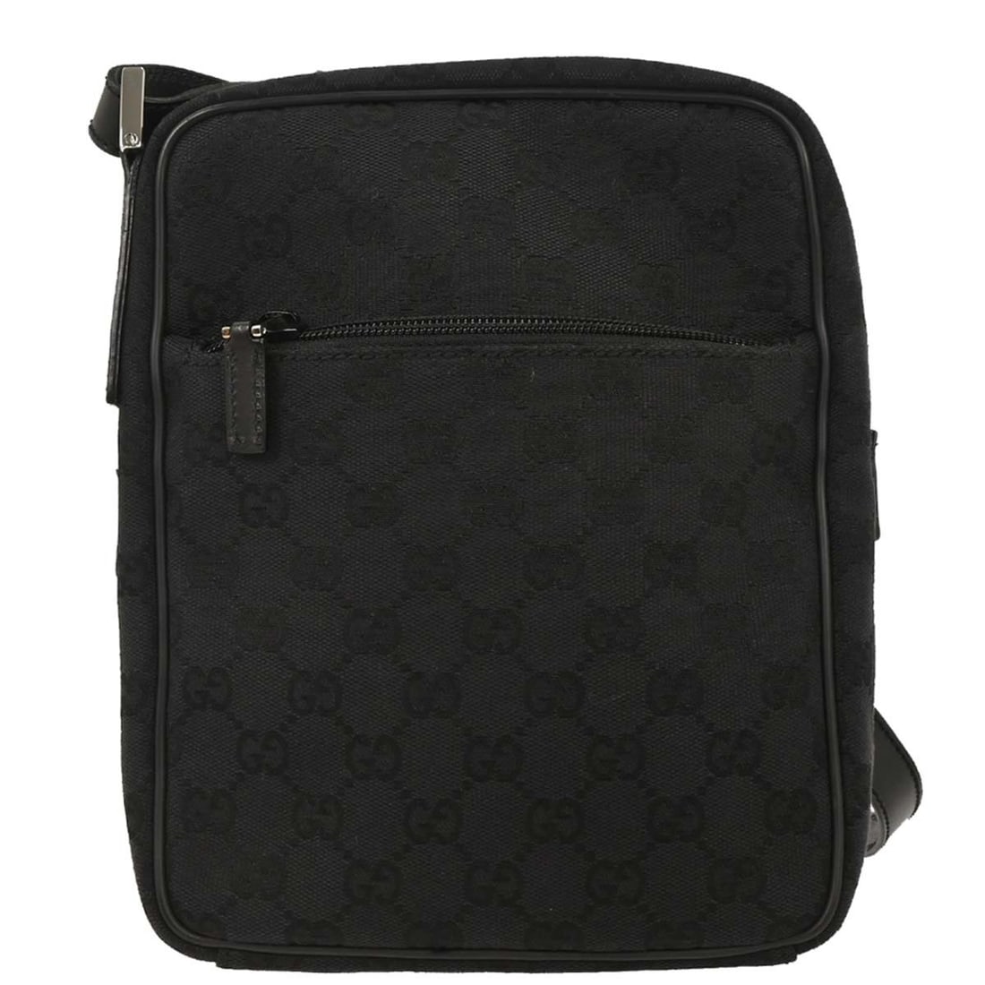 Gucci Black GG Canvas Leather Shoulder Bag 03136 200047: Gucci Black GG Canvas Leather Shoulder Bag 03136 200047 This vintage Gucci shoulder bag features the iconic GG pattern in a sophisticated brown color. Made from a combination of canvas and leather, it