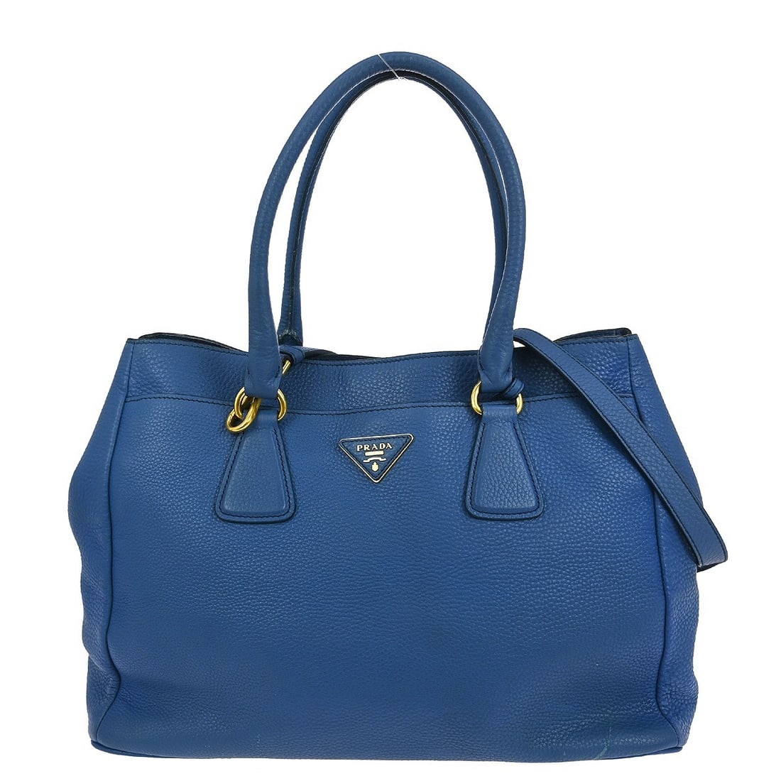 Prada Blue Leather Medium Top Handle Bag with 2 Way Strap (1 of 11)