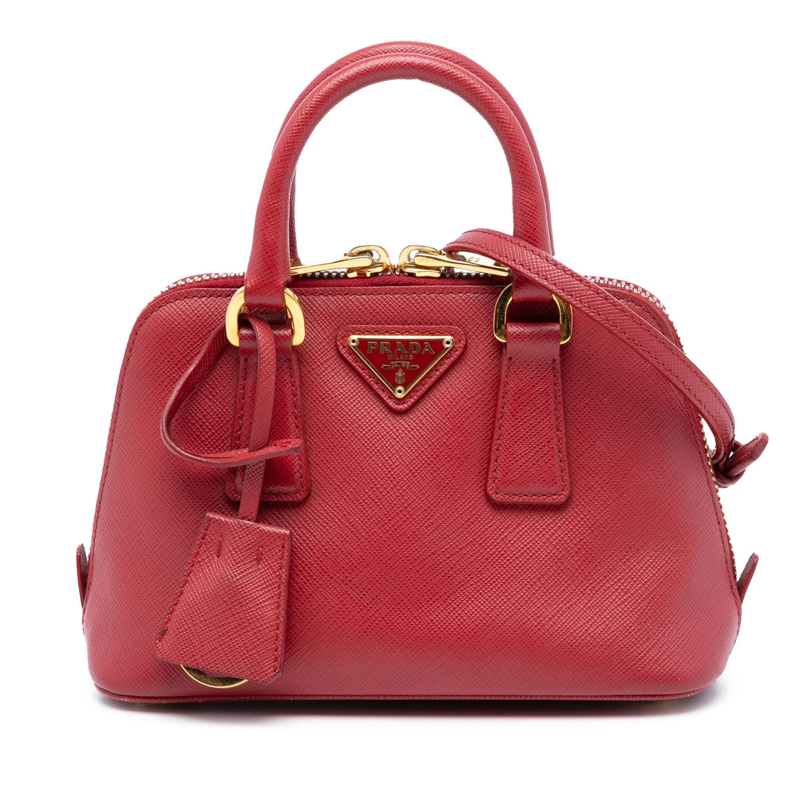 Red Prada Mini Promenade Saffiano Leather Satchel with Shoulder Strap (1 of 7)