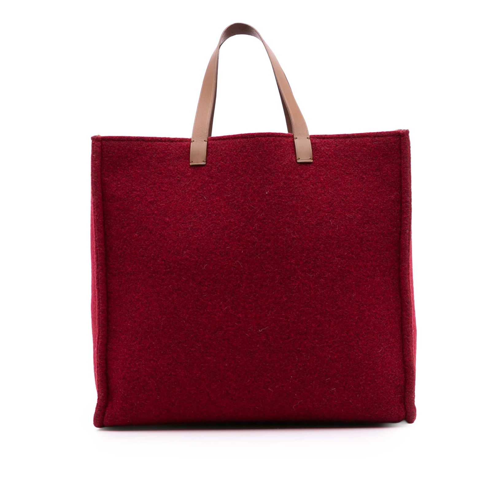 Fendi Red Felt Shopping Tote Bag Made in Italy: Fendi Red Felt Shopping Tote Bag Made in Italy This Fendi Felt Shopping Tote is a stylish accessory crafted from felt material, featuring flat leather handles and an open top design. The striking red