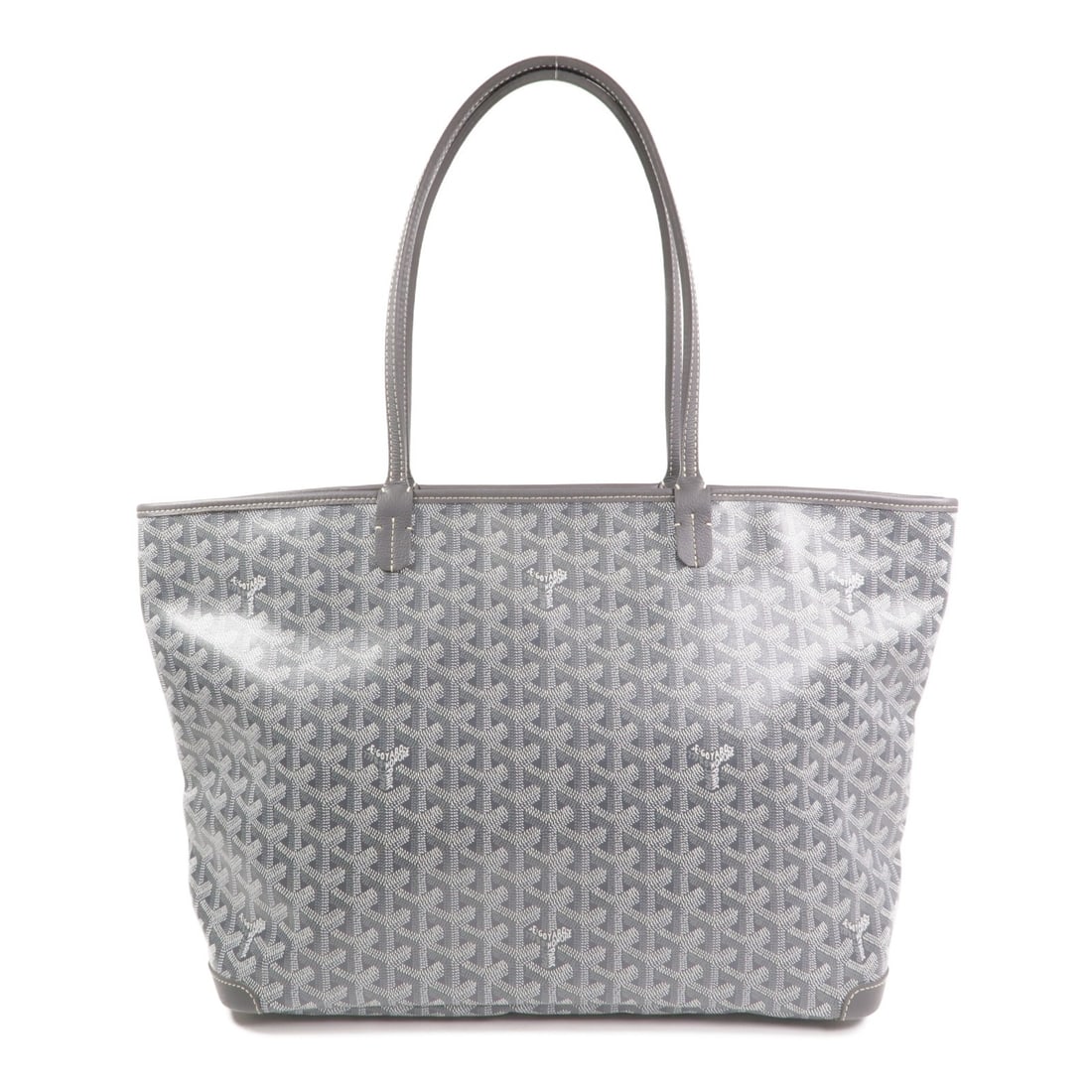 GOYARD Artois MM Gray Shoulder Tote Bag PVC Coated Canvas: GOYARD Artois MM Gray Shoulder Tote Bag PVC Coated Canvas Introducing the Goyard Artois MM Bag, a stylish shoulder tote crafted from durable PVC coated canvas in an elegant gray hue. This versatile ba