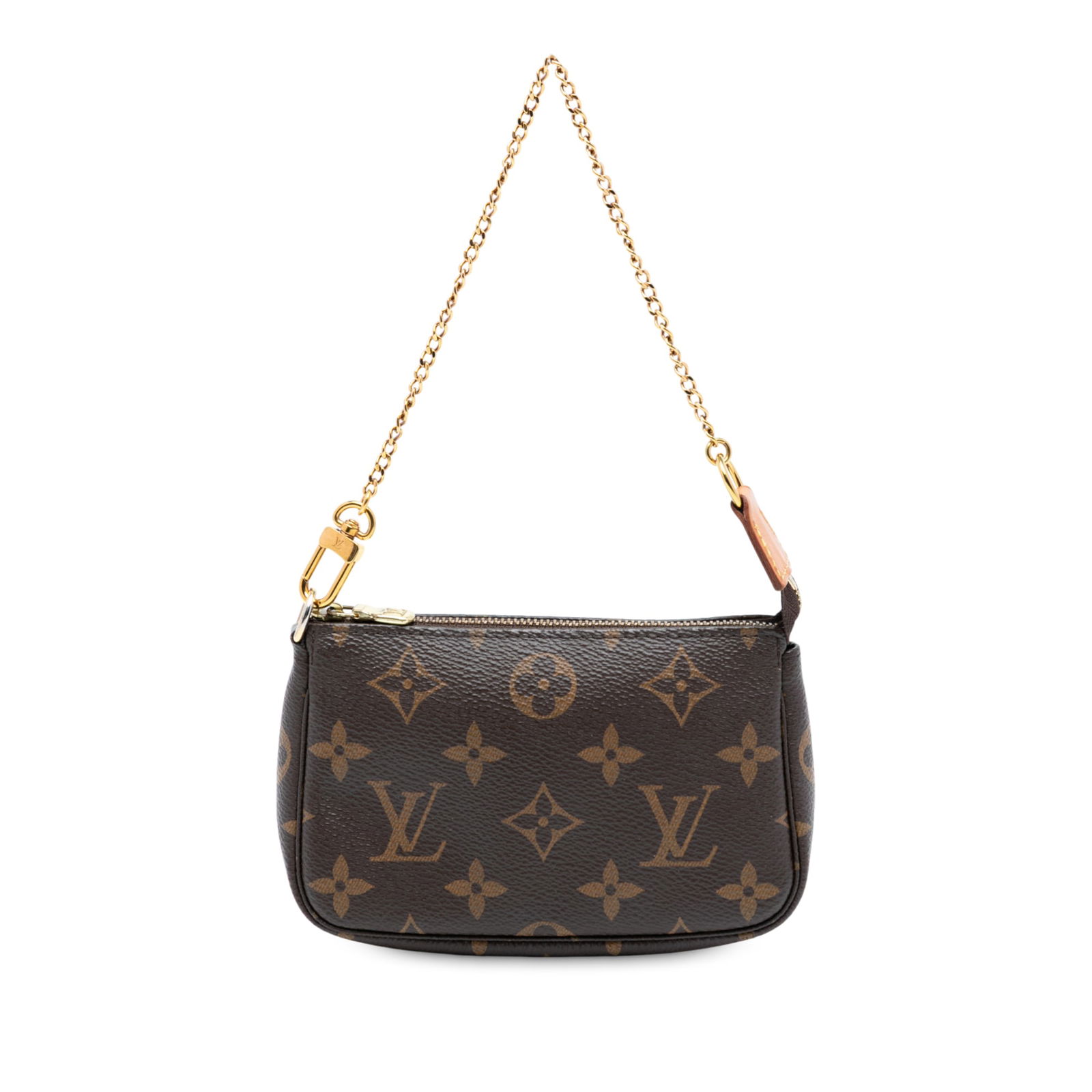 Louis Vuitton Monogram Mini Pochette Accessoires Brown Fabric Bag: Louis Vuitton Monogram Mini Pochette Accessoires Brown Fabric Bag The Louis Vuitton Monogram Mini Pochette Accessoires is a stylish and functional accessory crafted from durable monogram canvas. It fe