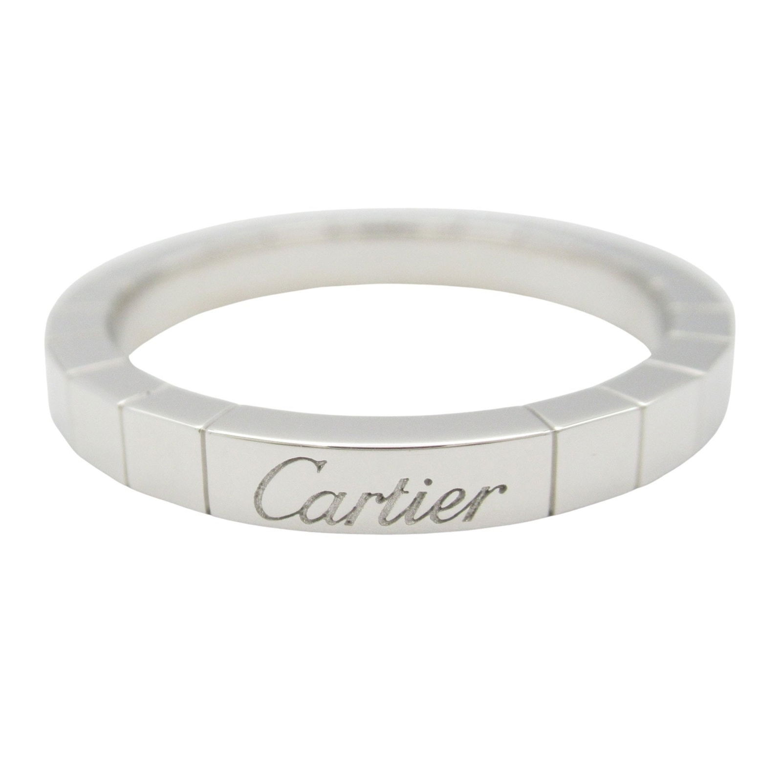White Gold Lanieres Ring by Cartier Size 9.5: White Gold Lanieres Ring by Cartier Size 9.5 This Cartier Lanieres ring features a sleek design crafted from white gold in a silver tone. Designed for universal gender use, it comes in size 9.5 and or