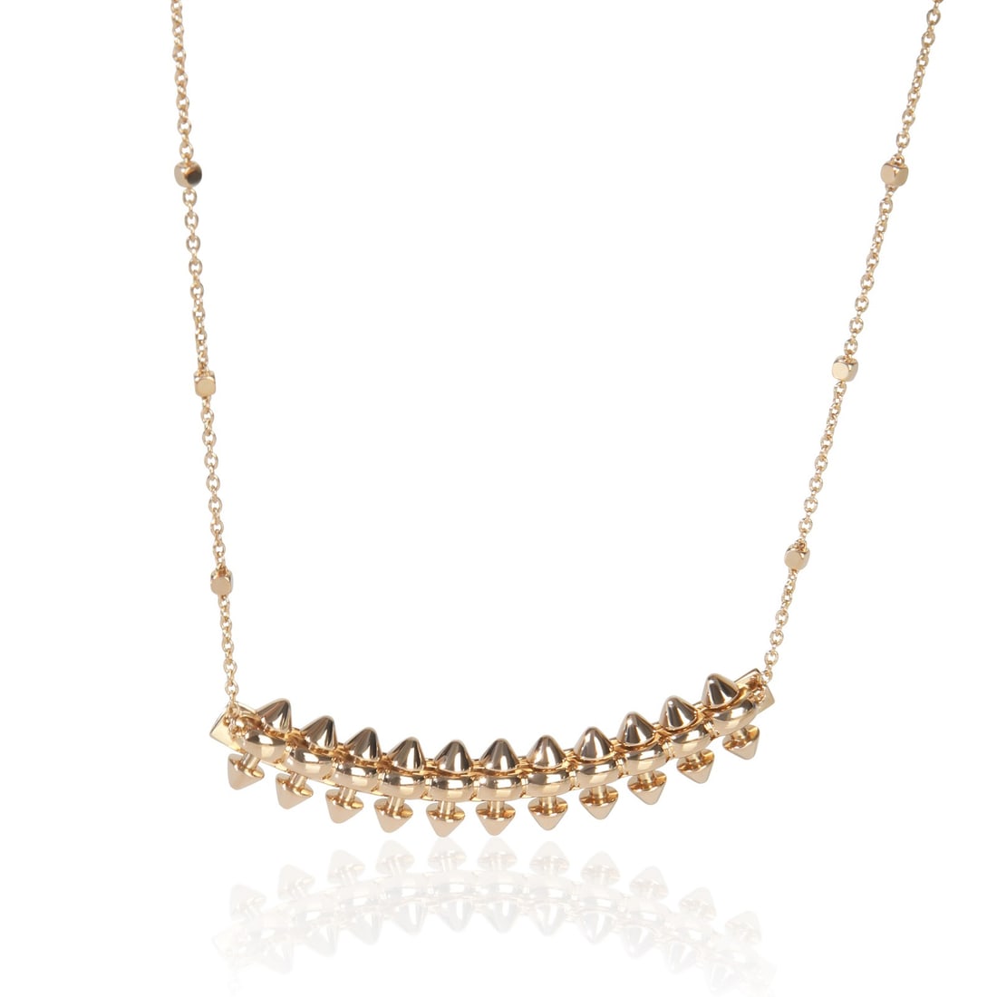 Clash de Cartier Medium Necklace in 18k Rose Gold with Box and Papers: Clash de Cartier Medium Necklace in 18k Rose Gold with Box and Papers This pre-owned Cartier Clash de Cartier necklace from the Medium Model collection is crafted in 18k rose gold, offering a refined