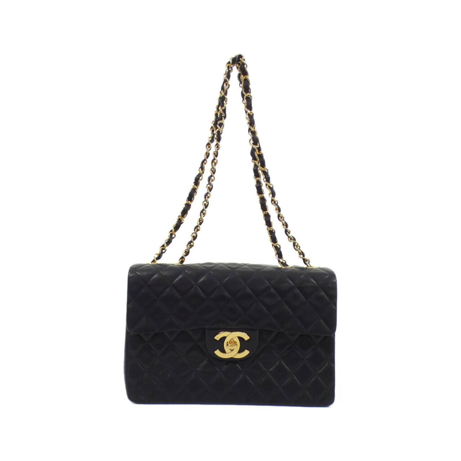 Black Leather Single Flap Bag by Chanel France (1 of 1)
