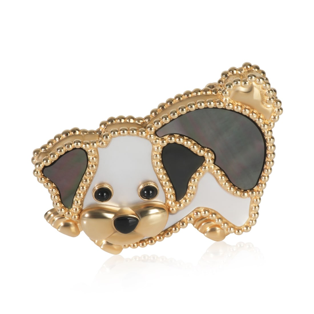 Van Cleef & Arpels 18k Yellow Gold Lucky Animals Brooch with Certificate: Van Cleef & Arpels 18k Yellow Gold Lucky Animals Brooch with Certificate This exquisite Van Cleef & Arpels Lucky Animals Brooch is a stunning example of fine craftsmanship, crafted in 18k yellow gold.