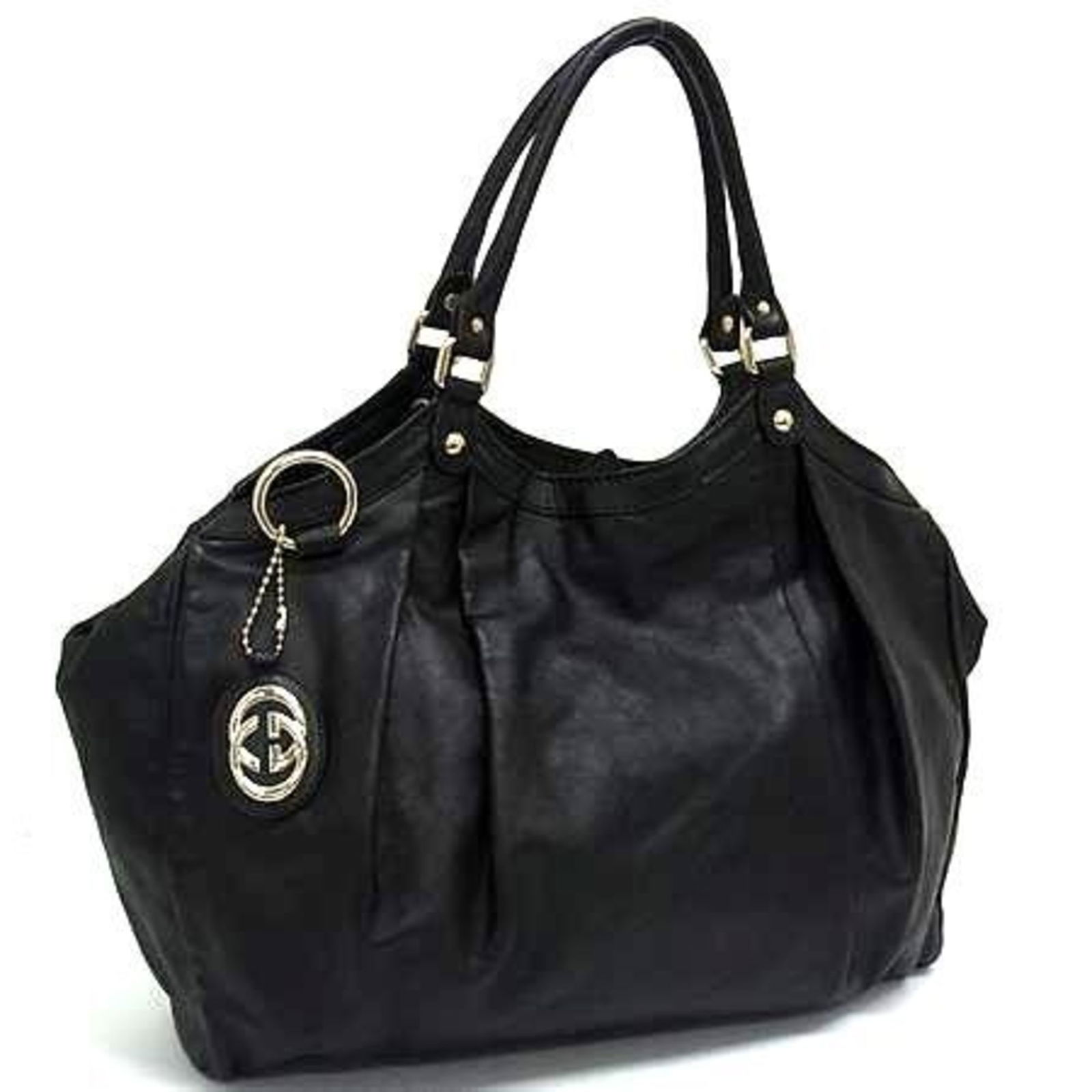 Black Leather Gucci Sukey Handbag for Women: Black Leather Gucci Sukey Handbag for Women The Gucci Sukey is a women's handbag crafted from black leather, featuring a spacious design. Made in Italy, this bag offers both style and practicality. Th