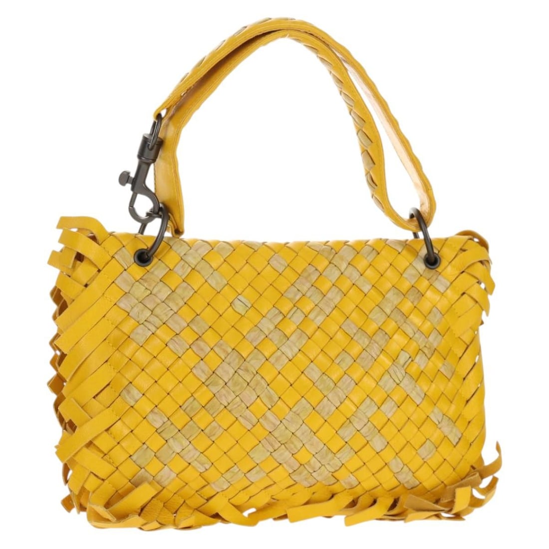 Bottega Veneta Intrecciato Yellow Leather Shoulder Bag 239897 Auth (1 of 18)