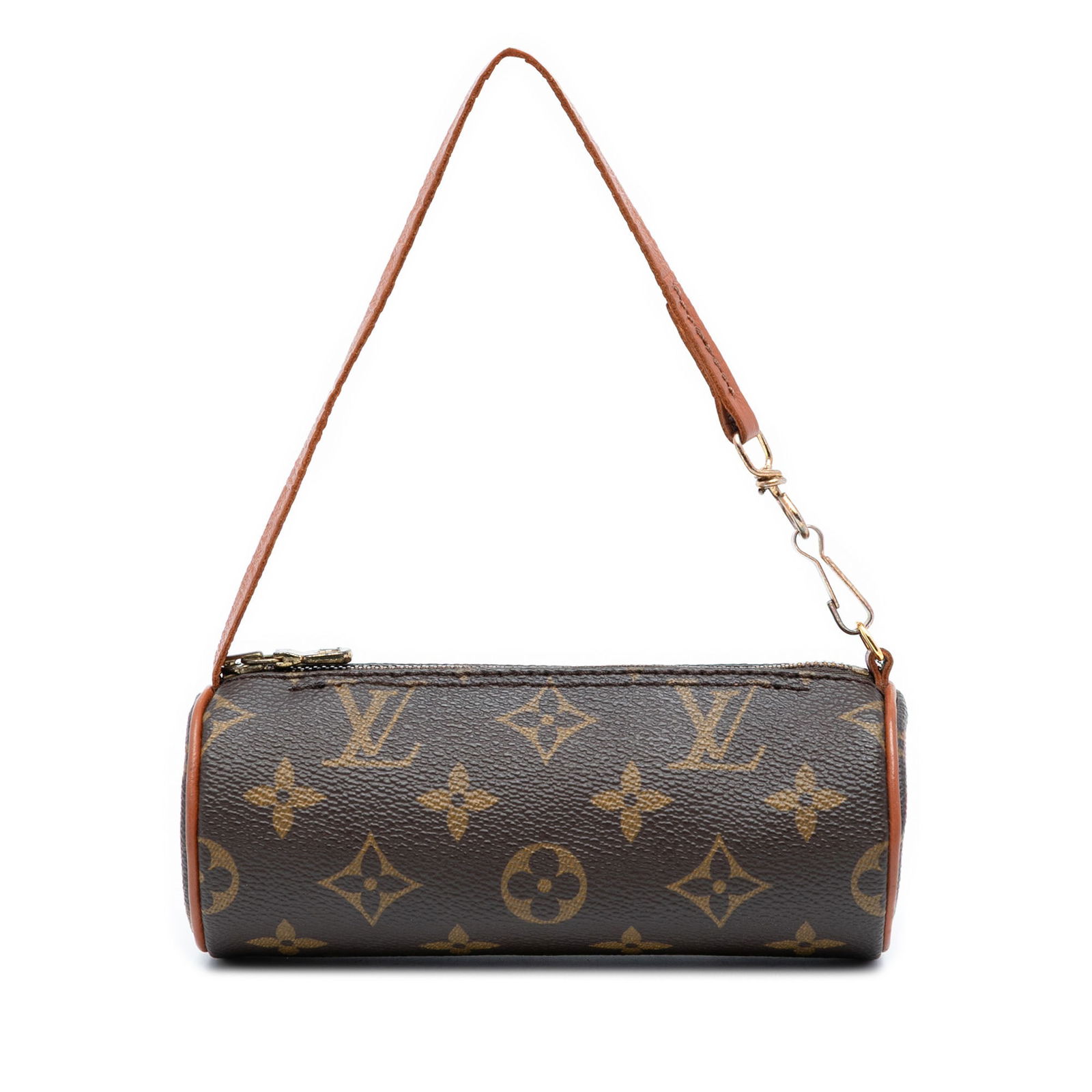 Louis Vuitton Papillon Pochette Monogram Canvas Bag with Leather Strap: Louis Vuitton Papillon Pochette Monogram Canvas Bag with Leather Strap This Louis Vuitton Monogram Papillon Pochette features a classic monogram canvas body, a detachable leather strap, and a top zip