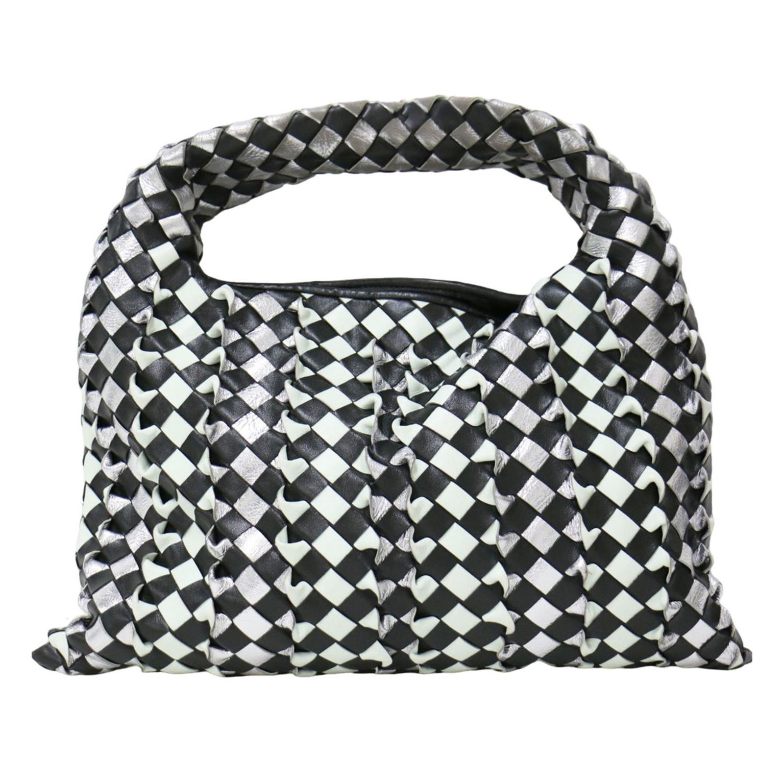 Black Leather Intrecciato Shoulder Bag by Bottega Veneta: Black Leather Intrecciato Shoulder Bag by Bottega Veneta This Bottega Veneta Intrecciato bag features a classic black leather design with the brand's signature woven pattern. Designed for women, it of