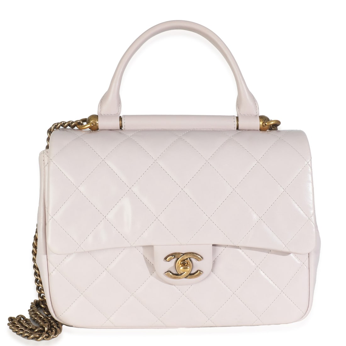 Chanel Medium Gold Bar Top Handle Flap Bag Pink Leather 2016: Chanel Medium Gold Bar Top Handle Flap Bag Pink Leather 2016 This stunning Chanel Medium Gold Bar Top Handle Flap Bag is crafted from light pink quilted glazed calfskin, exuding elegance and style. Th