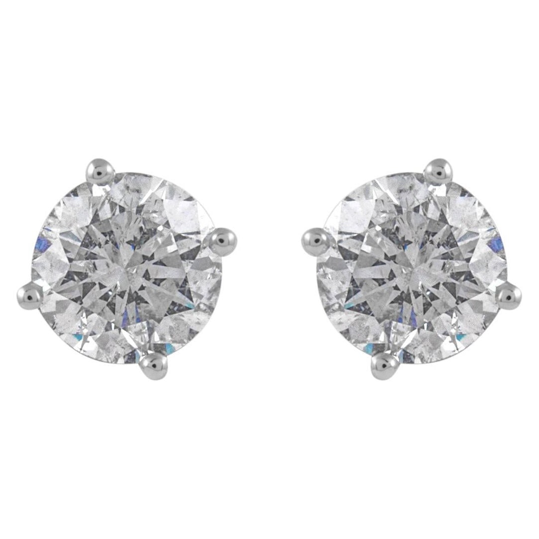 EGL Certified 2.05ct Diamond Studs in 14k White Gold: EGL Certified 2.05ct Diamond Studs in 14k White Gold Elevate your elegance with these stunning EGL Certified Diamond Stud Earrings, featuring a contemporary design crafted in 14k white gold. Each