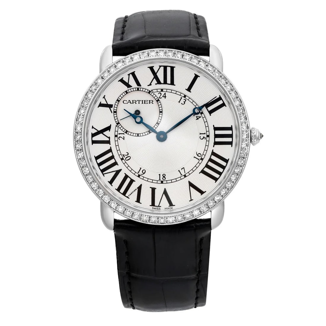 Cartier Ronde Louis 42mm 18K White Gold Diamond Bezel Luxury Watch: Cartier Ronde Louis 42mm 18K White Gold Diamond Bezel Luxury Watch Experience luxury with the Cartier Ronde Louis wristwatch, featuring a stunning 42mm case crafted from 18K white gold. This elegant
