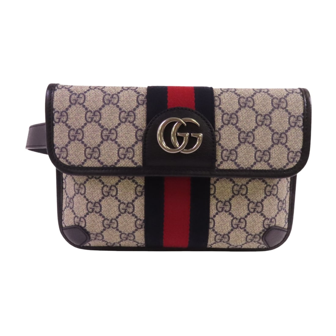 GUCCI GG Supreme Waist Bag Coated Canvas Grey Navy 674081: GUCCI GG Supreme Waist Bag Coated Canvas Grey Navy 674081 Elevate your accessory collection with the GUCCI GG Ophidia Waist Bag, crafted from durable PVC coated canvas in a sophisticated gray and navy