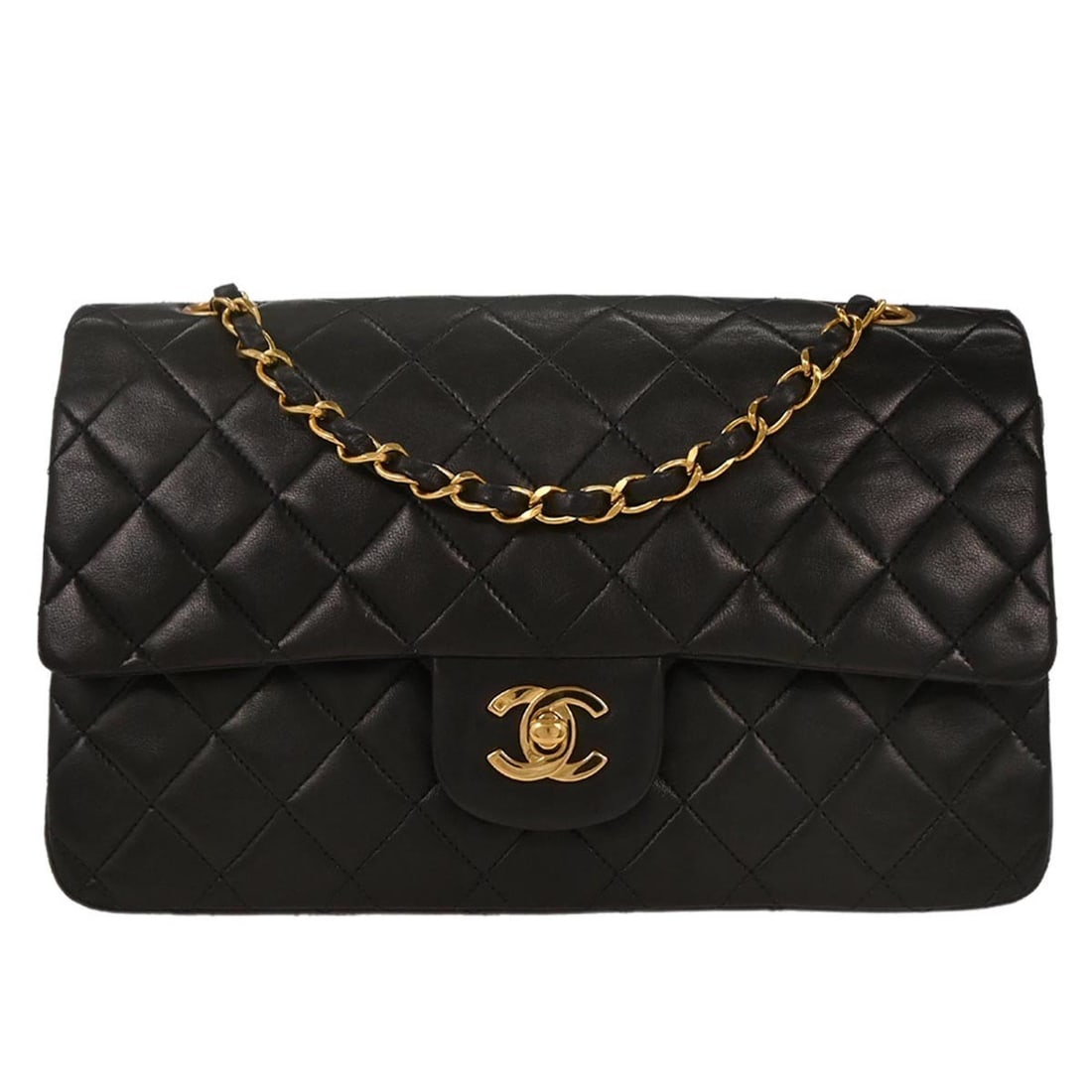 Chanel Black Lambskin Medium Classic Double Flap Shoulder Bag (1 of 10)