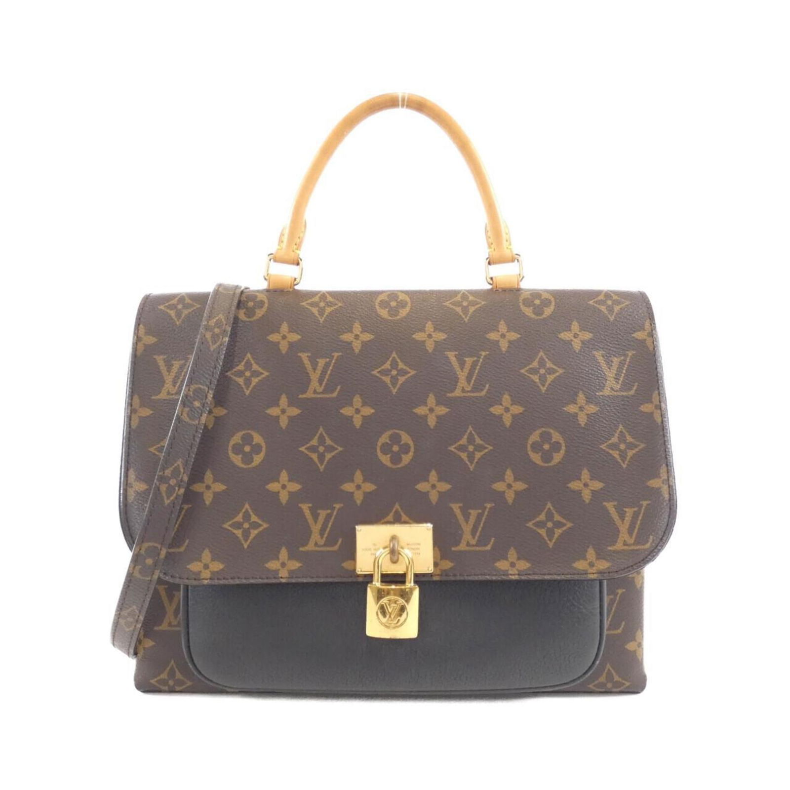 Louis Vuitton Marignan Brown Canvas Shoulder Bag France: Louis Vuitton Marignan Brown Canvas Shoulder Bag France The Louis Vuitton Marignan is a women's handbag crafted from brown canvas. This bag features a compact design and is made in France. It is in go