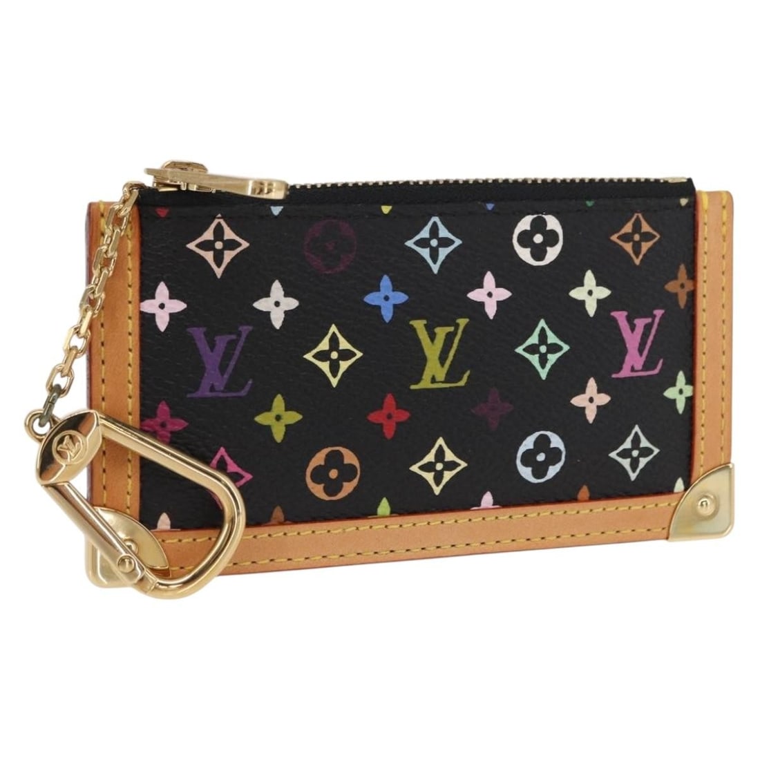Louis Vuitton Monogram Multicolor Key Pouch Black Canvas M13664 Spain (1 of 18)