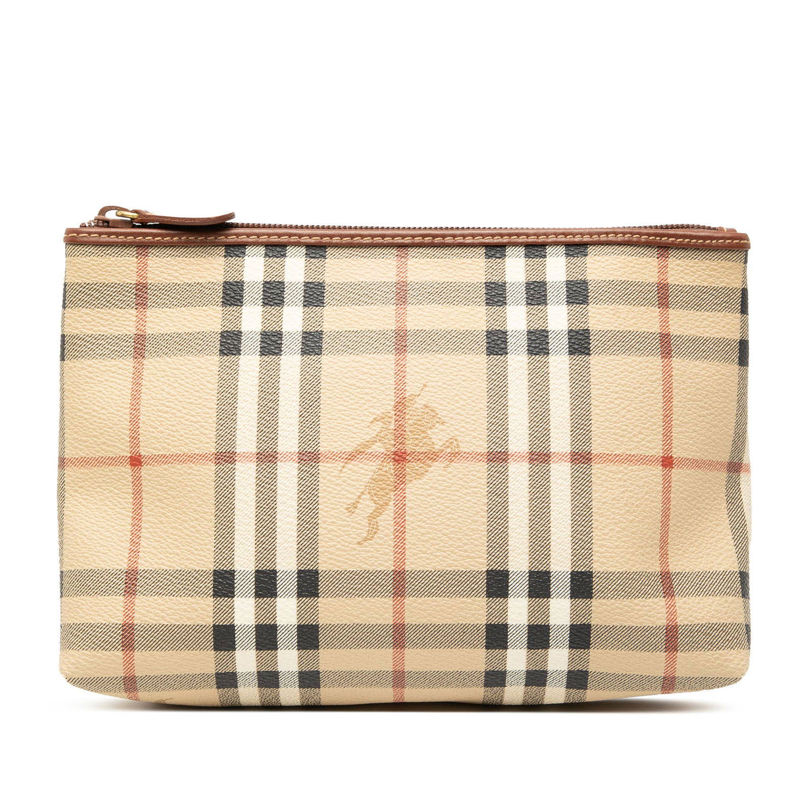 Burberry Haymarket Check Coated Canvas Pouch Brown Italy (1 of 6)