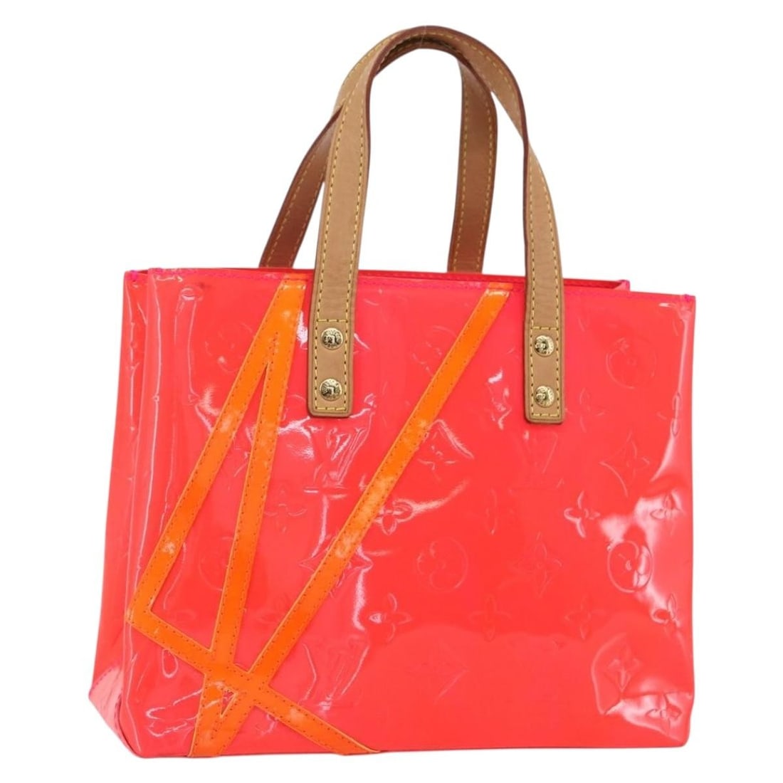 LOUIS VUITTON Monogram Vernis Fluo Reade PM Hand Bag Red Patent Leather M91903 (1 of 18)