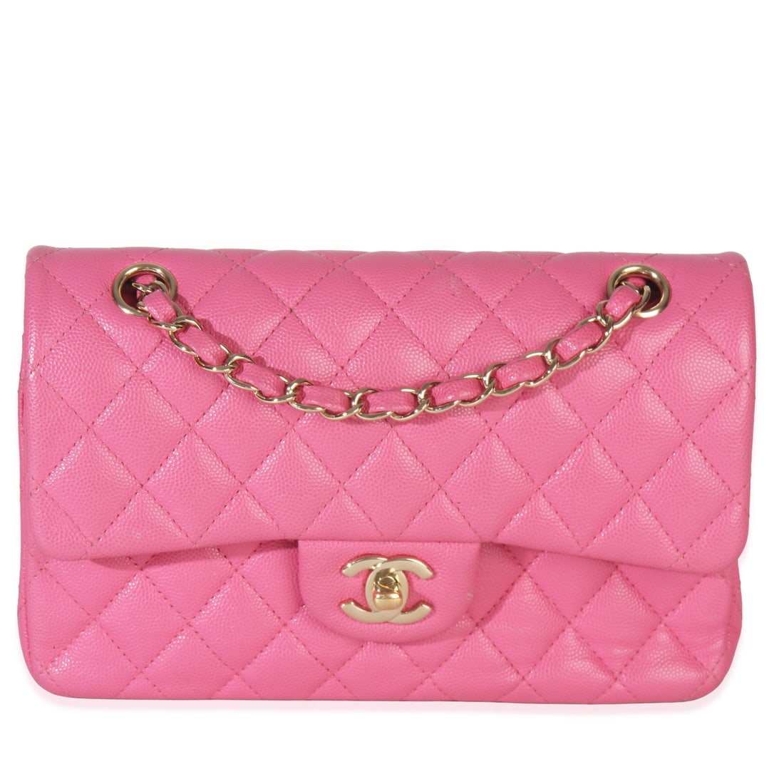 Chanel Small Classic Double Flap Pink Quilted Caviar Leather Handbag (1 of 9)