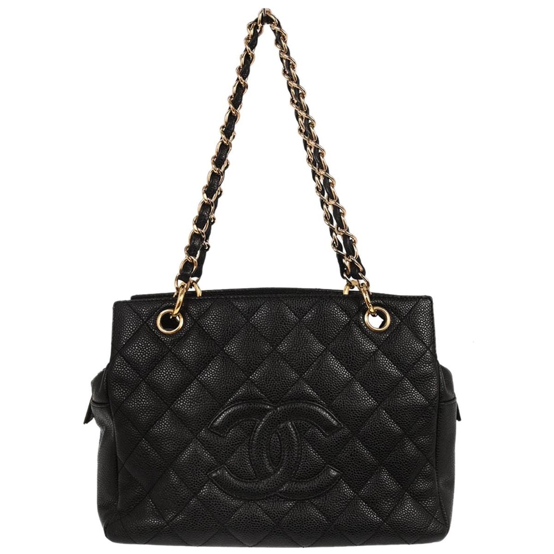 Chanel Petite Timeless Tote Black Caviar Leather Chain Strap Handbag (1 of 10)