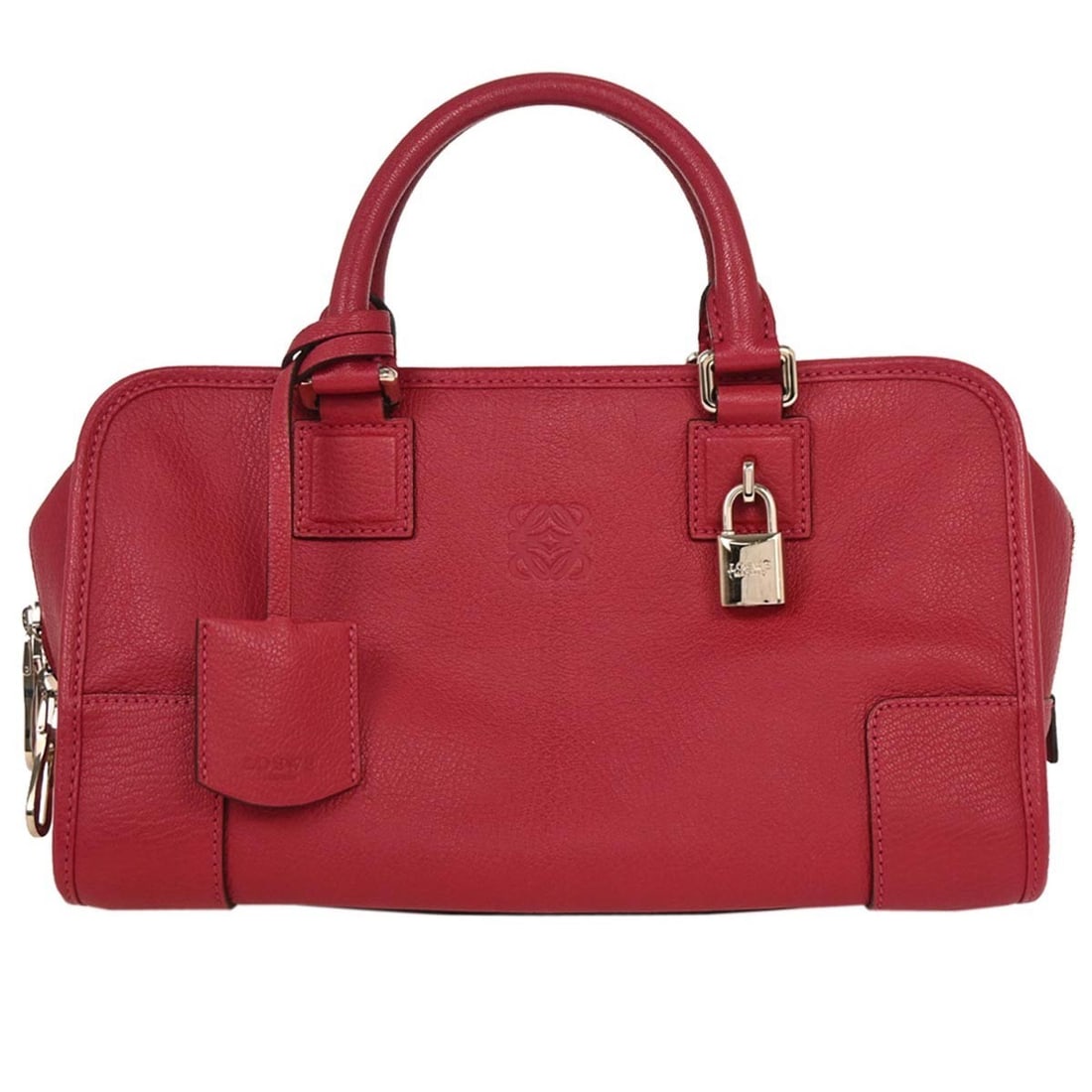 Loewe Amazona 28 Red Leather Handbag Zip Closure: Loewe Amazona 28 Red Leather Handbag Zip Closure Introducing the Loewe Amazona 28 Handbag, a stunning accessory crafted from premium red leather. This medium-sized top handle bag features a zip closur
