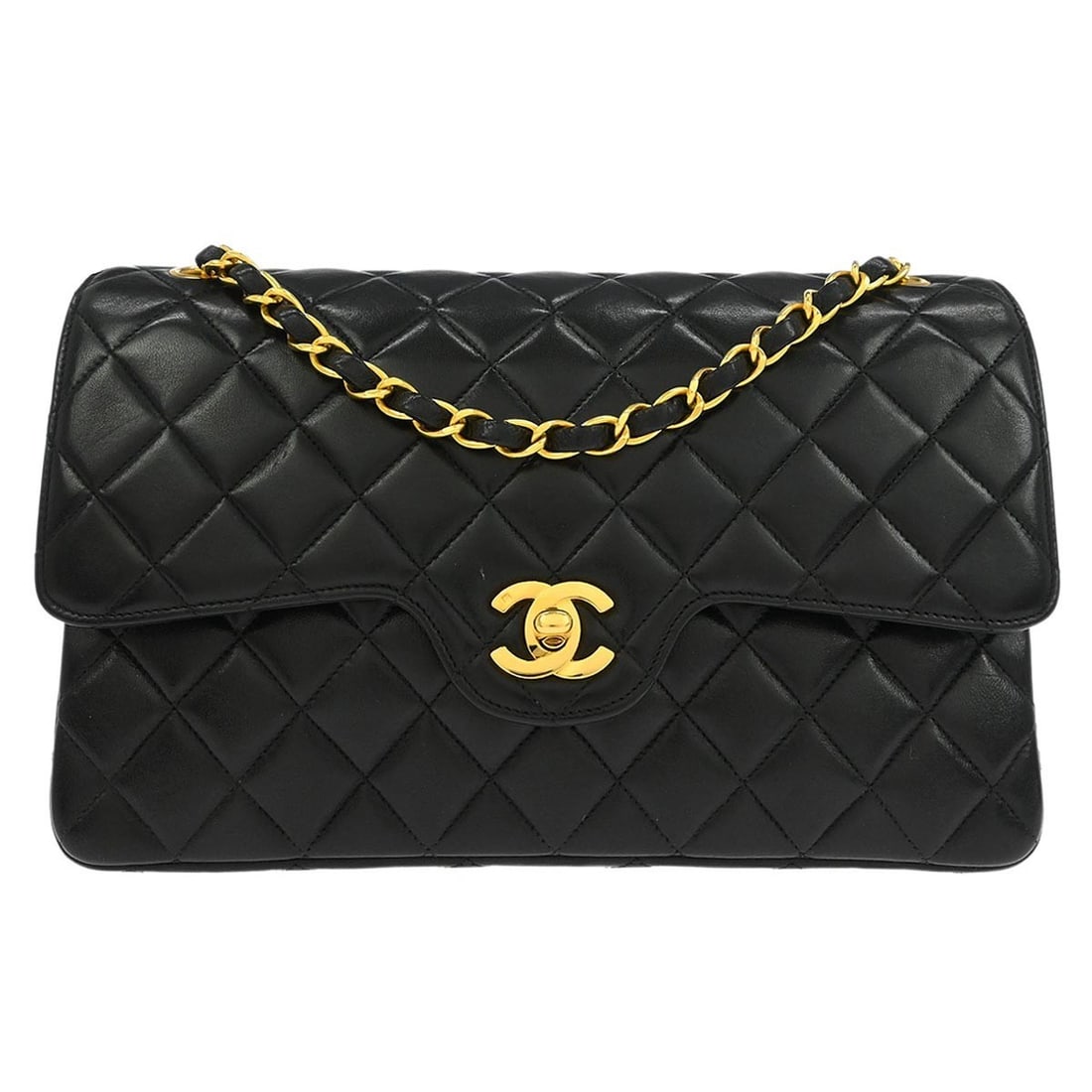 Chanel Medium Double Flap Black Lambskin Shoulder Bag (1 of 11)