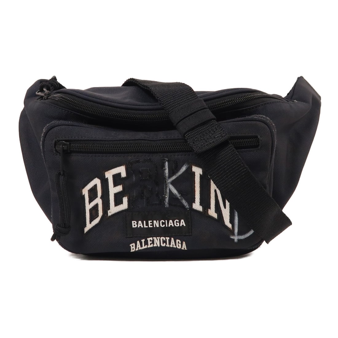 BALENCIAGA Black Canvas Waist Bag Model 482389: BALENCIAGA Black Canvas Waist Bag Model 482389 This Balenciaga Waist Bag is crafted from durable black canvas, combining functionality with high-end style. It features a compact design ideal for every