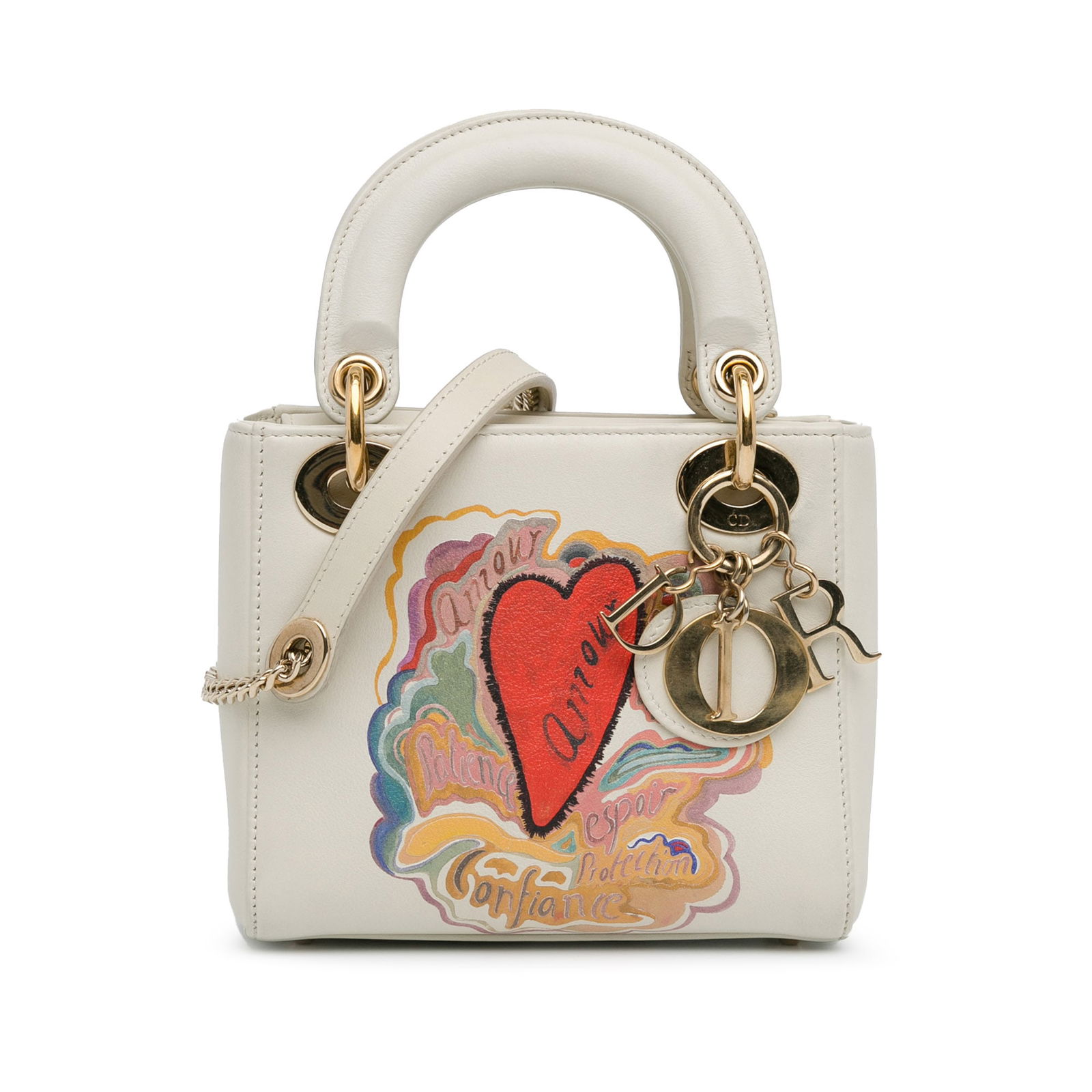 Dior Niki De Saint Phalle Mini Calfskin Lady Dior Satchel: Dior Niki De Saint Phalle Mini Calfskin Lady Dior Satchel This elegant Niki De Saint Phalle Mini Calfskin Dioramour Lady Dior satchel showcases a beautifully crafted leather body adorned with artistic