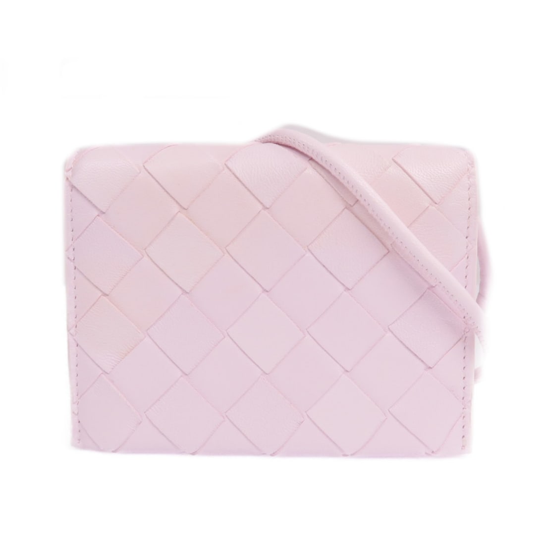 Bottega Veneta Pink Lambskin Strap Card Holder Wallet: Bottega Veneta Pink Lambskin Strap Card Holder Wallet This Bottega Veneta card case features a pink lambskin leather construction and includes a matching strap. Made in Italy, it offers both style and