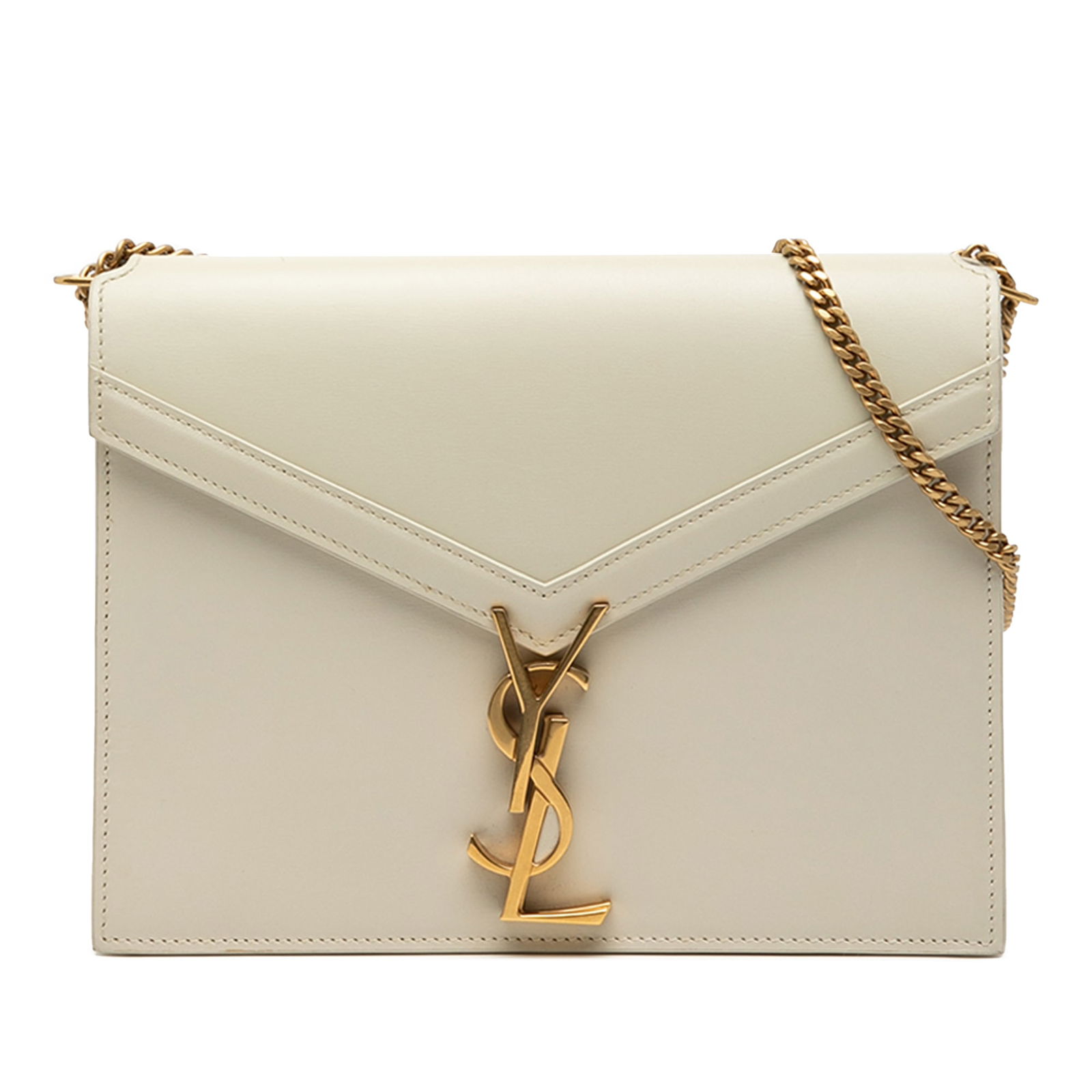Saint Laurent Smooth Calfskin Monogram Cassandra Bag White (1 of 7)