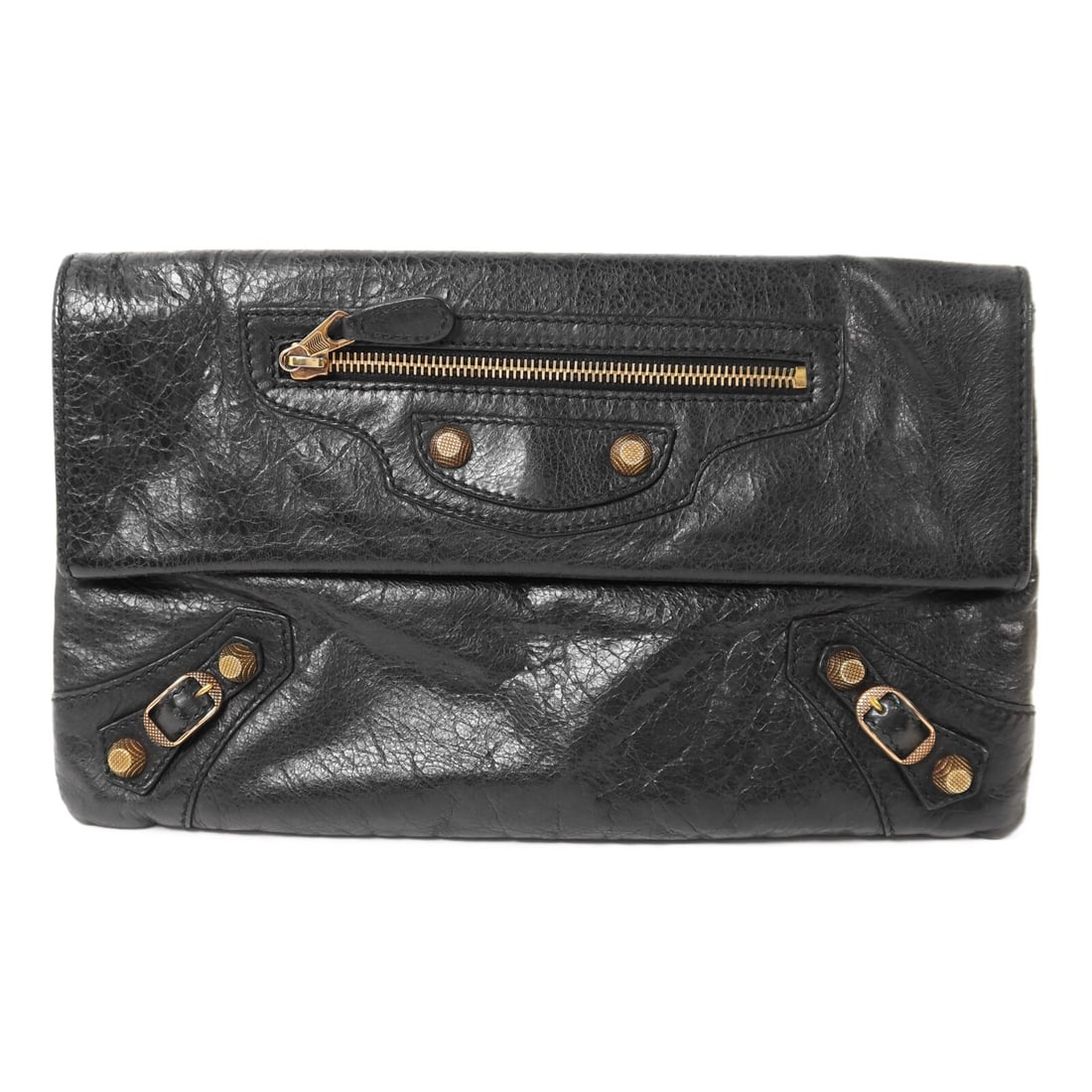 Black Calfskin Envelope Clutch by Balenciaga with Gold Hardware (1 of 14)