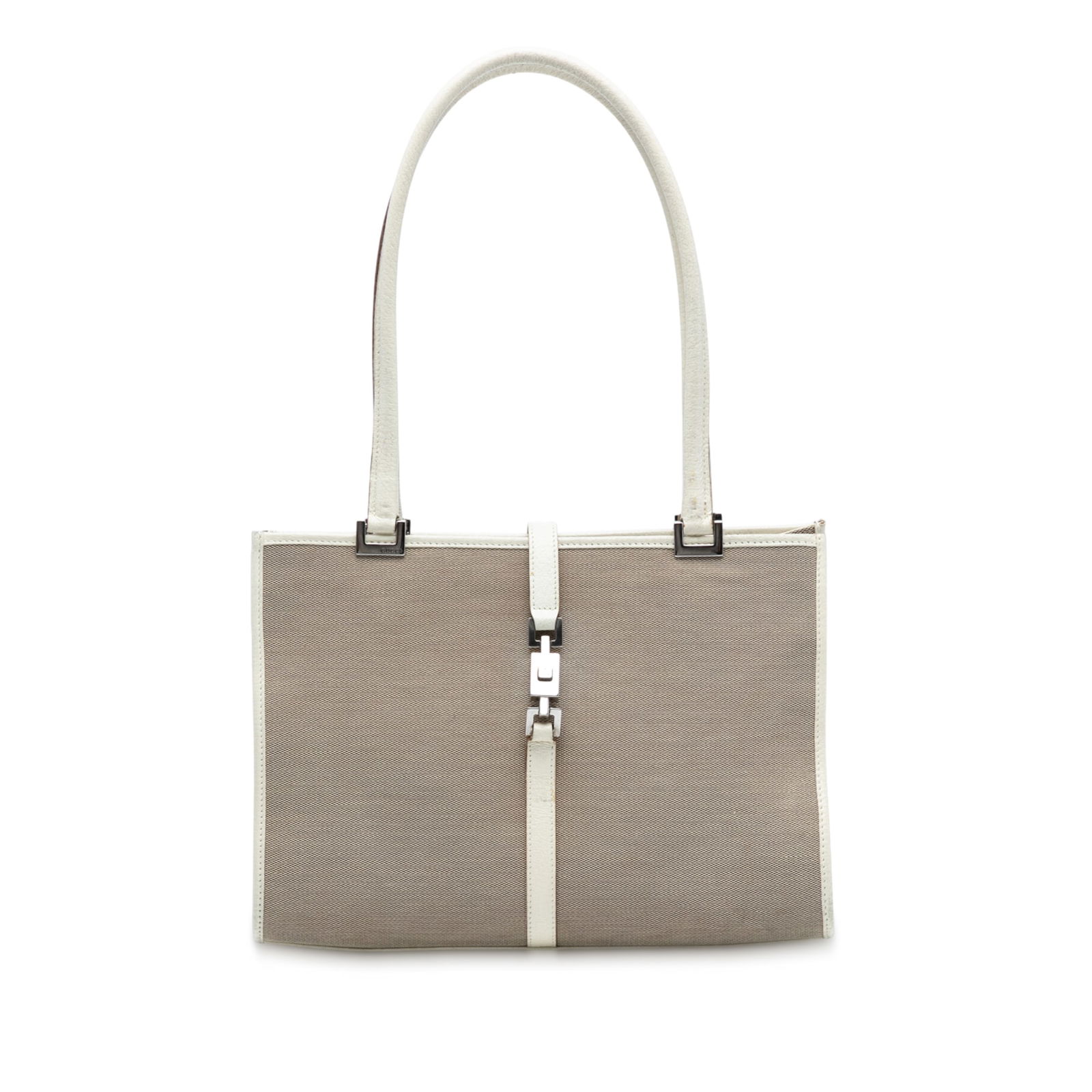 Gucci GG Canvas Jackie Tote Bag Brown Fabric Italy: Gucci GG Canvas Jackie Tote Bag Brown Fabric Italy Introducing the Gucci GG Canvas Jackie Tote, a chic and versatile bag that combines style and functionality. This tote features a durable canvas body