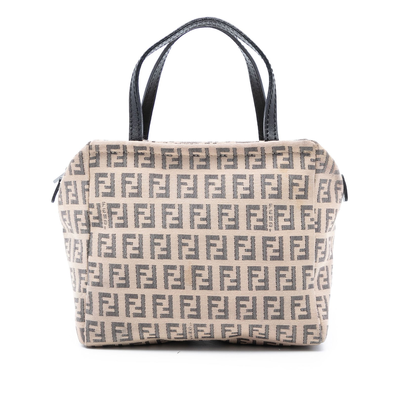 Fendi Mini Zucchino Canvas Handbag Brown Fabric Italy: Fendi Mini Zucchino Canvas Handbag Brown Fabric Italy Introducing the Fendi Mini Zucchino Canvas Handbag, a stylish accessory characterized by its durable canvas body and elegant flat leather handles.