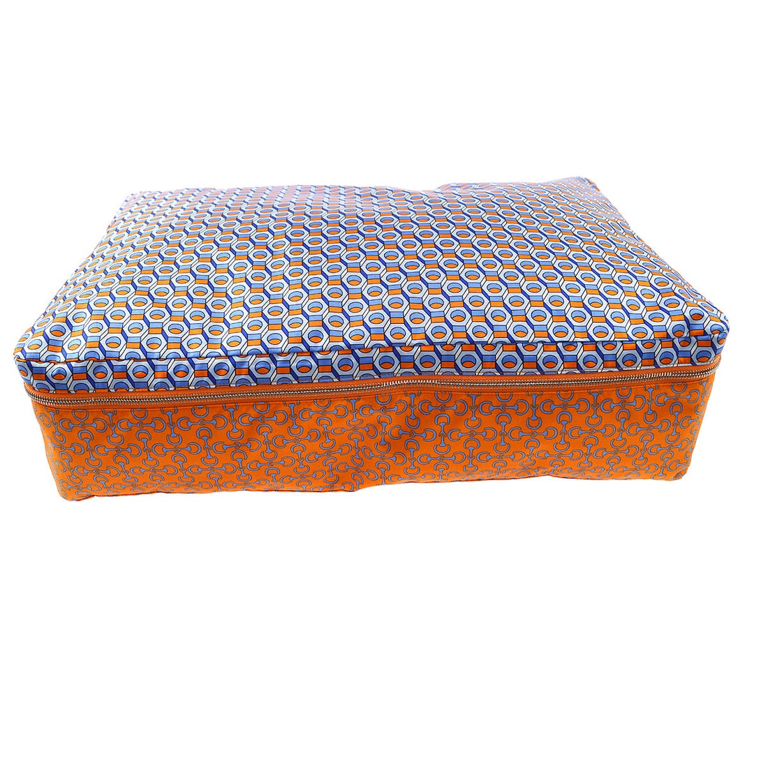 Hermes Housse De Voyage MM Orange Silk Cushion Cover: Hermes Housse De Voyage MM Orange Silk Cushion Cover Elevate your home decor with this exquisite Hermes Housse De Voyage MM Travel Silk Cushion Cover. Crafted in France, this cushion cover features a