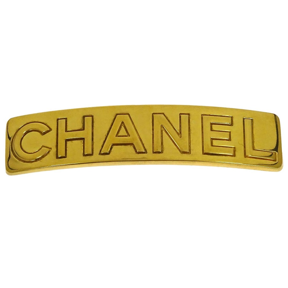 Chanel 97A Gold Plated Hair Clip Barrette Made in France: Chanel 97A Gold Plated Hair Clip Barrette Made in France This elegant Chanel hair clip barrette features a stunning gold plated finish, making it a perfect accessory to elevate your hairstyle. Crafted