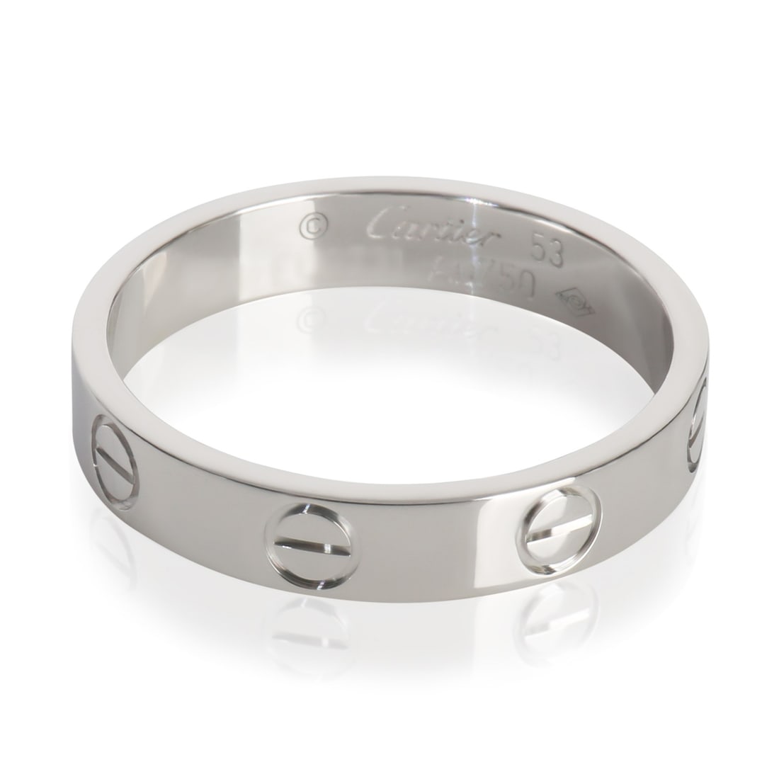 Cartier Love Small Model 18k White Gold Ring with Box and Papers: Cartier Love Small Model 18k White Gold Ring with Box and Papers This Cartier Small Model Love Ring is crafted in 18k white gold and features a sleek, iconic design from the renowned Love collection.