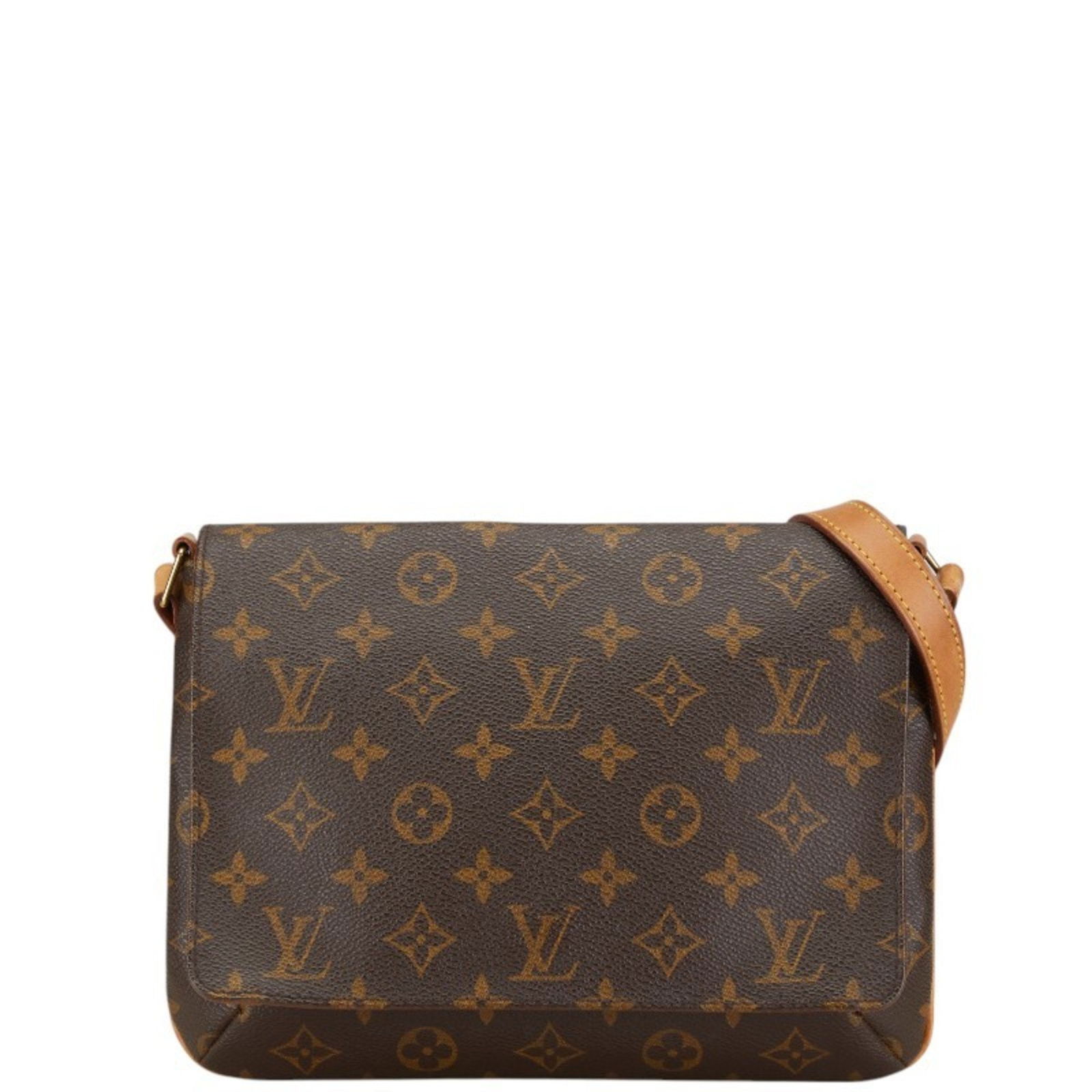 Musette Tango Canvas Shoulder Bag by Louis Vuitton in Brown: Musette Tango Canvas Shoulder Bag by Louis Vuitton in Brown The Louis Vuitton Musette Tango is a women's shoulder bag crafted from durable canvas in a brown color. Made in France, this bag features a
