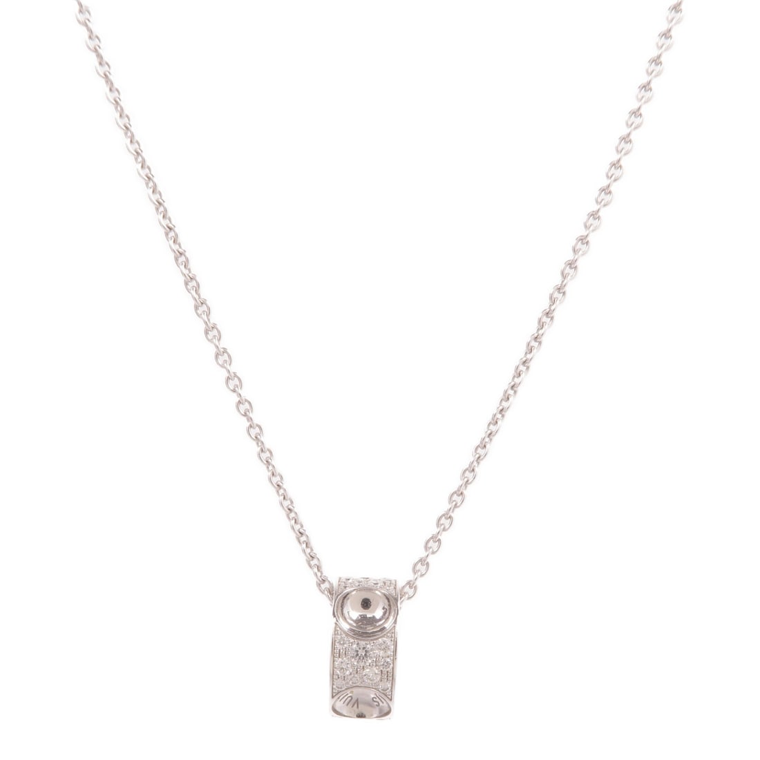 LOUIS VUITTON Empreinte Diamond Necklace 18K White Gold Q93231: LOUIS VUITTON Empreinte Diamond Necklace 18K White Gold Q93231 This exquisite Louis Vuitton Empreinte Pendant Necklace is crafted from luxurious 18K white gold, showcasing a stunning clear diamond tha