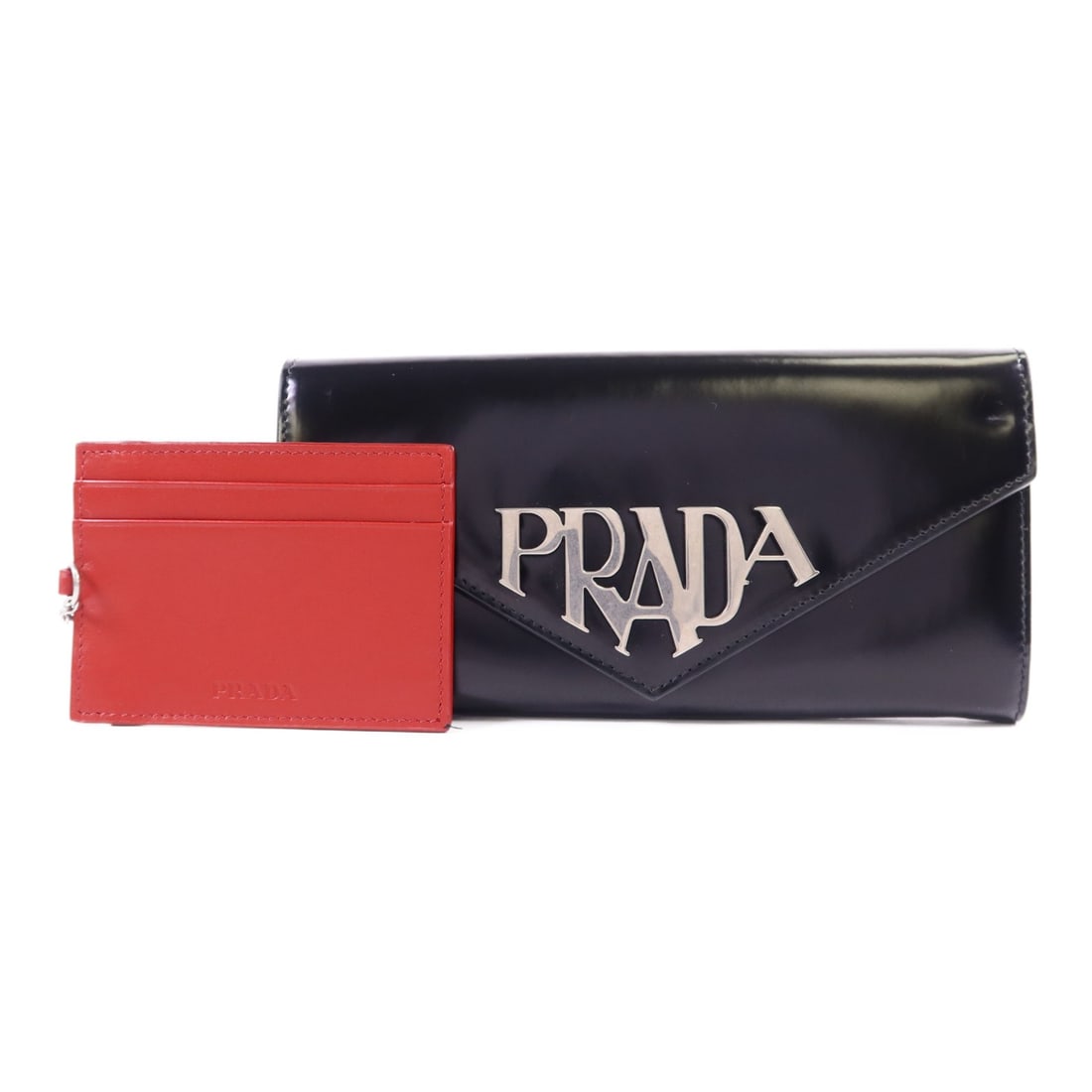 PRADA Long Bifold Wallet Black Calfskin Leather 1MN037 (1 of 18)