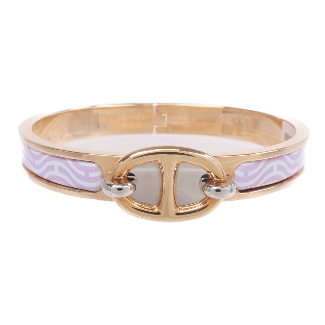 Hermes Mini Clic Chaine d'Ancre Purple Enamel and Gold Bracelet (1 of 10)