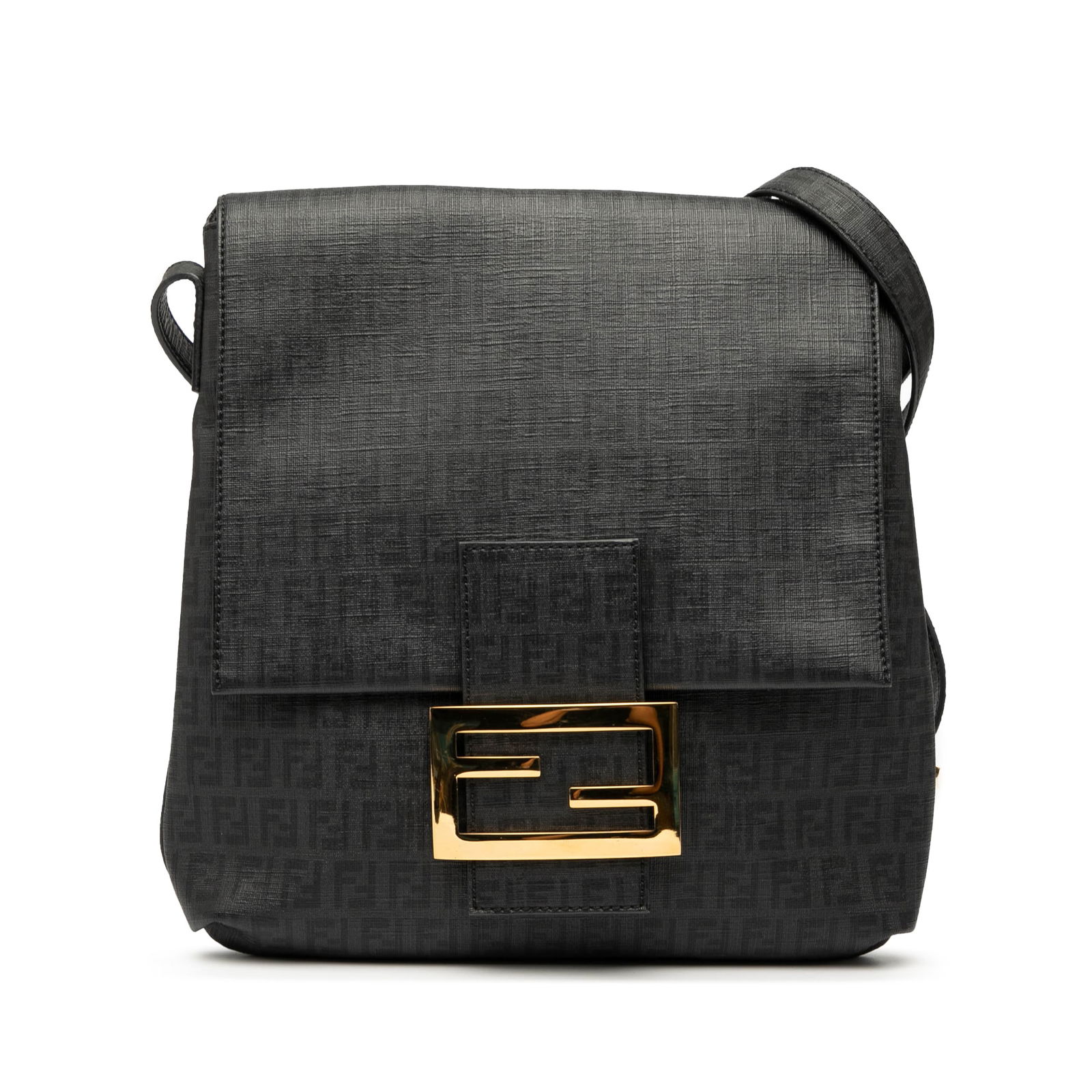 Fendi Zucchino Spalmati Black Coated Canvas Crossbody Bag: Fendi Zucchino Spalmati Black Coated Canvas Crossbody Bag This Fendi Zucchino Spalmati crossbody bag features a coated canvas exterior with the iconic Zucchino pattern, an adjustable flat strap, and a