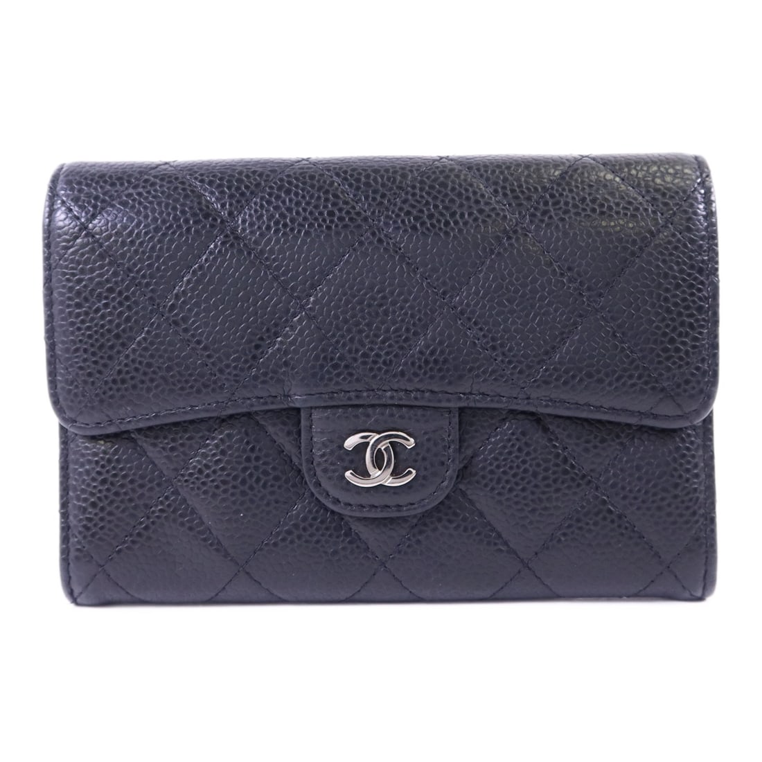 Black Calfskin Bi-Fold Wallet by CHANEL with Silver Tone Hardware (1 of 18)