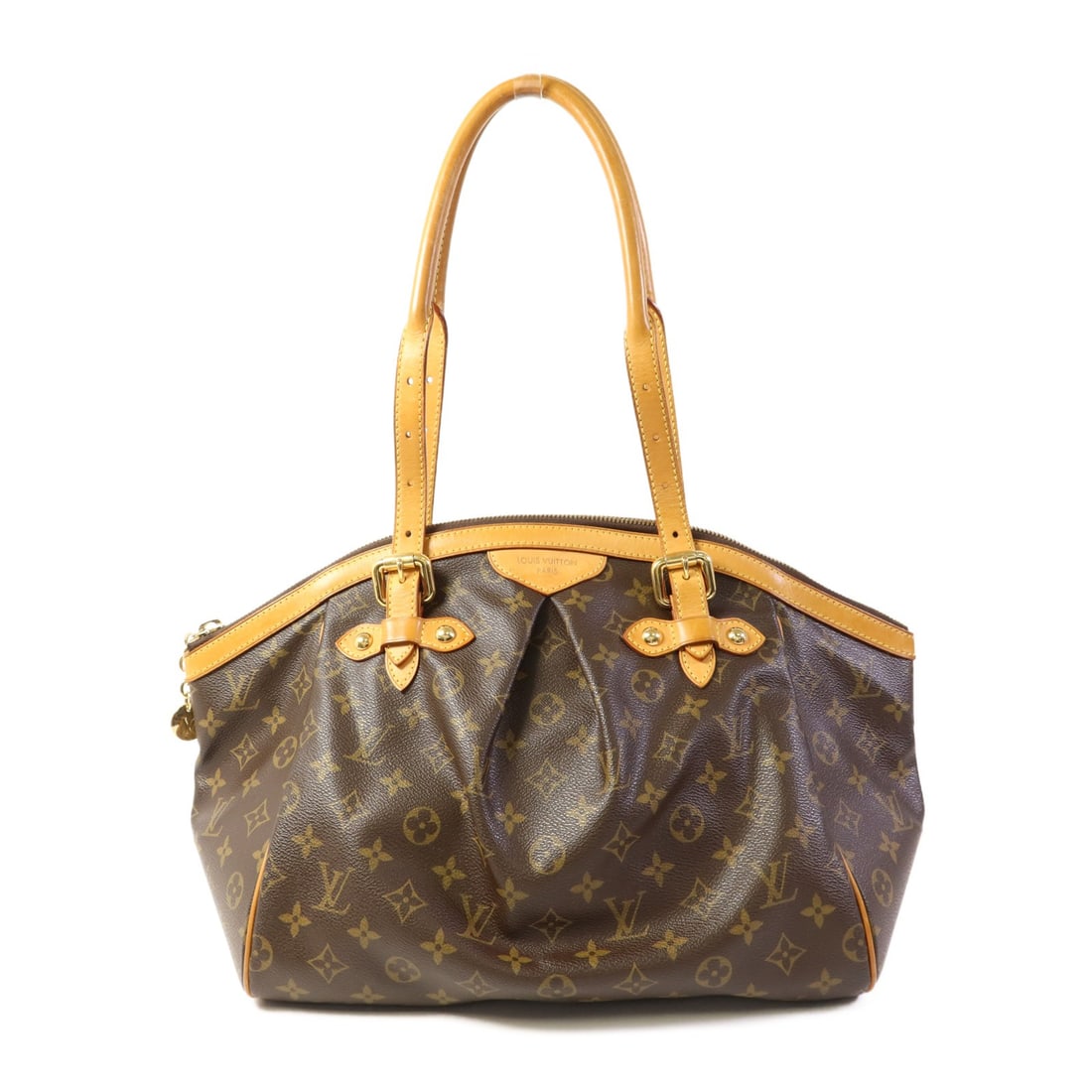 LOUIS VUITTON Tivoli GM Shoulder Bag Monogram Brown PVC: LOUIS VUITTON Tivoli GM Shoulder Bag Monogram Brown PVC The LOUIS VUITTON Tivoli GM Shoulder Bag combines luxury with practicality, featuring the iconic Monogram pattern on a durable PVC coated canvas