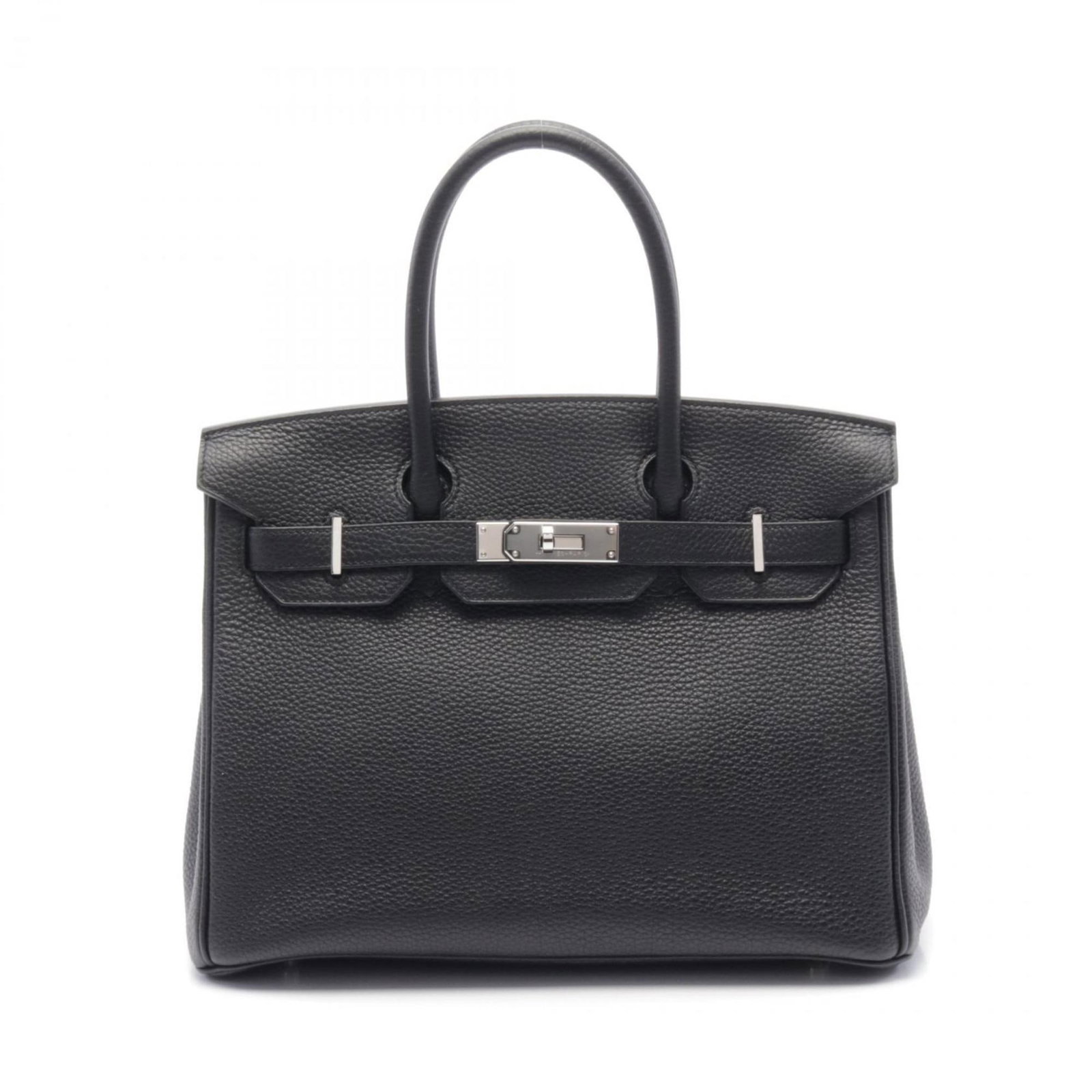 Black Leather Birkin 30 Handbag by Hermes France: Black Leather Birkin 30 Handbag by Hermes France The Hermes Birkin 30 is a sophisticated handbag crafted from black leather. Designed for women, this bag features a classic silhouette with dual handle