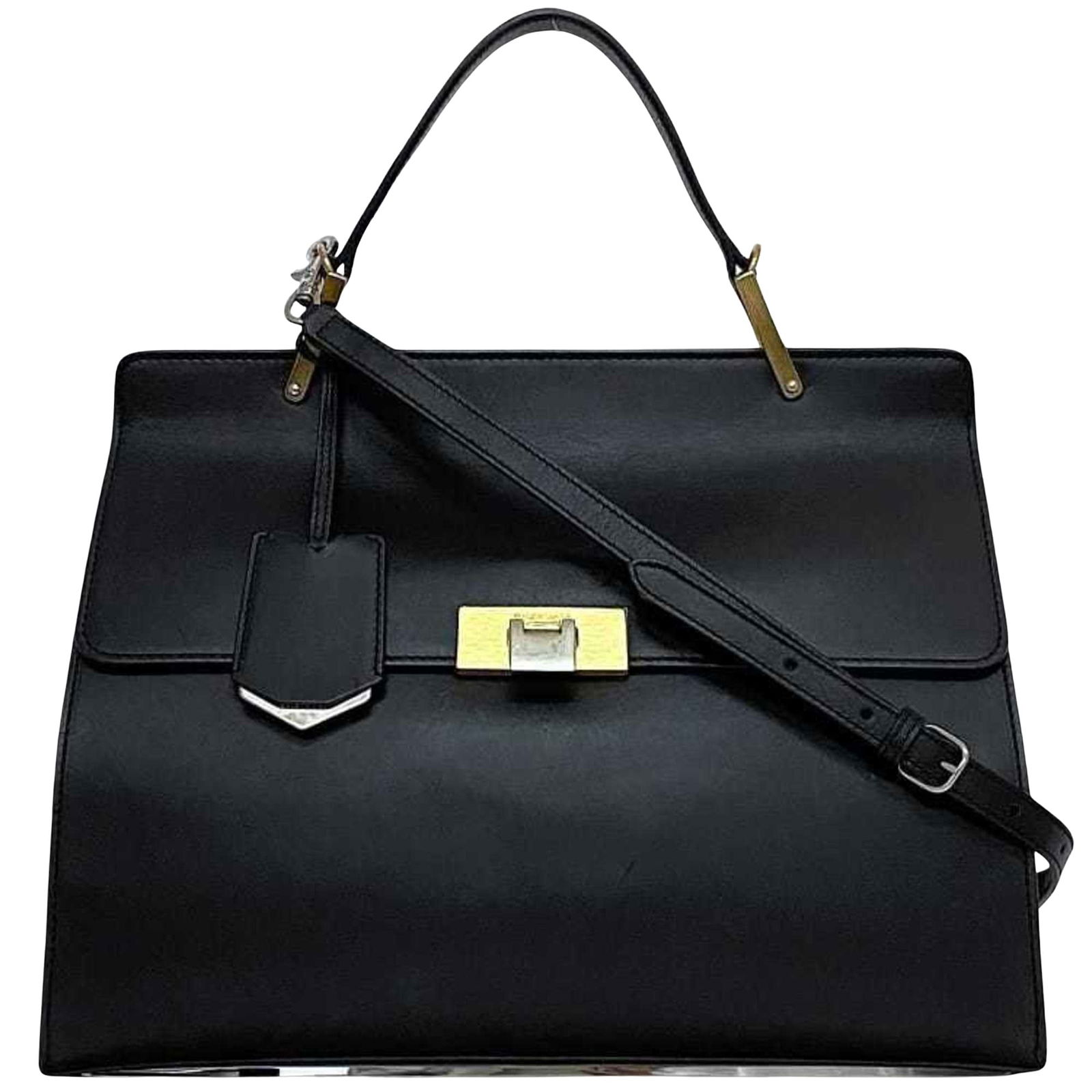 Black Leather Le Dix Handbag by Balenciaga 26cm x 34cm x 14cm: Black Leather Le Dix Handbag by Balenciaga 26cm x 34cm x 14cm This Balenciaga Le Dix handbag is crafted from black leather and designed for women. Made in Italy, it features a spacious interior and a