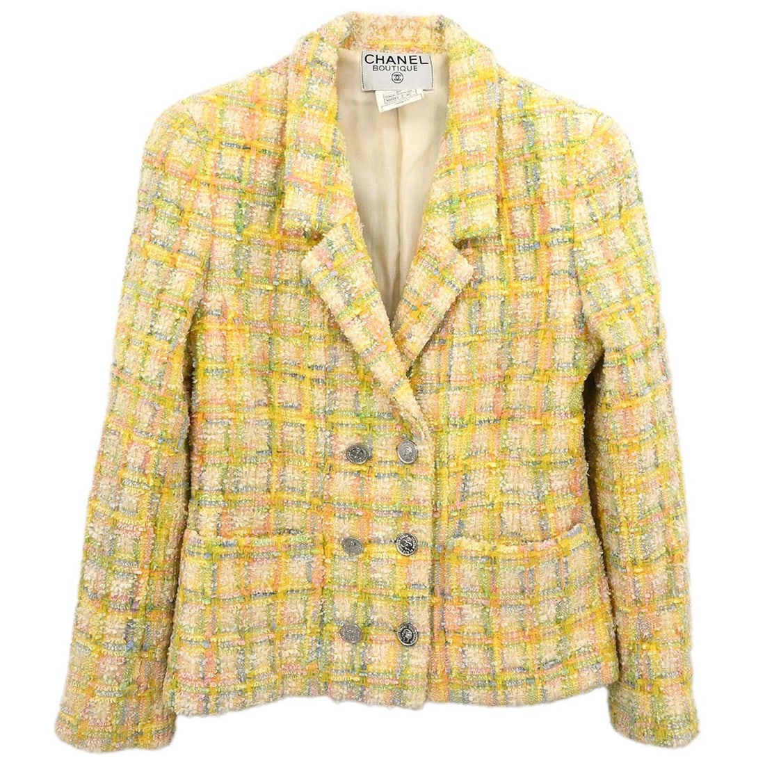Yellow Wool Blend Chanel Double Breasted Vintage Jacket Size 40 96P (1 of 11)