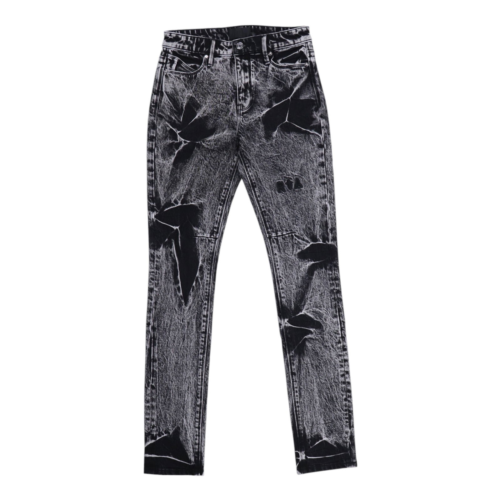 Bryant Flower Skinny Acid Wash Jeans by RTA Denim: Bryant Flower Skinny Acid Wash Jeans by RTA Denim The RTA Bryant Flower Acid Wash Denim Pants feature a distinctive acid-wash finish and a unique floral design. Made from durable denim, these pants