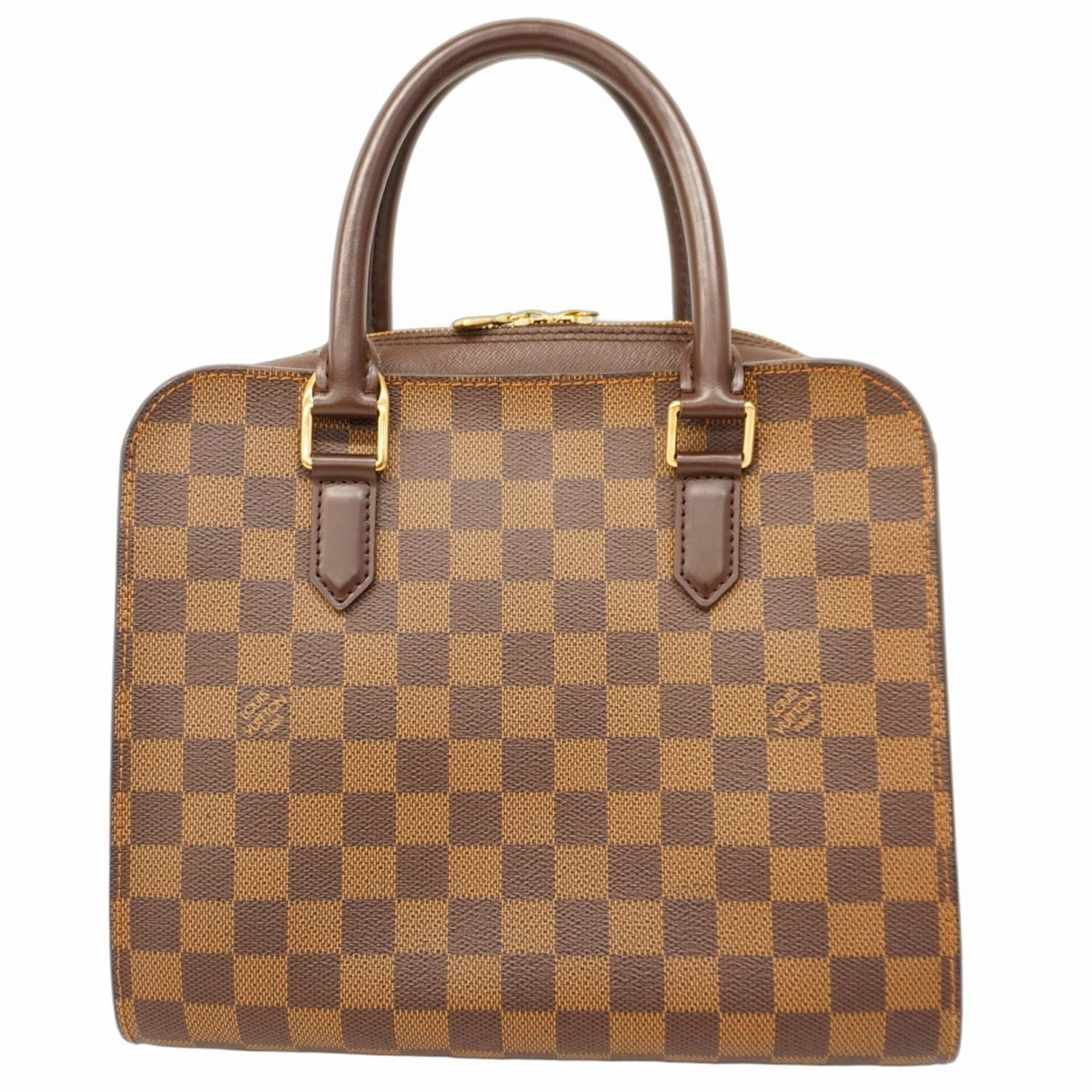 Triana tote bag in brown canvas by Louis Vuitton: Triana tote bag in brown canvas by Louis Vuitton The Louis Vuitton Triana is a women's handbag crafted from brown canvas. This bag features a spacious interior and is made in France. It shows a few sc